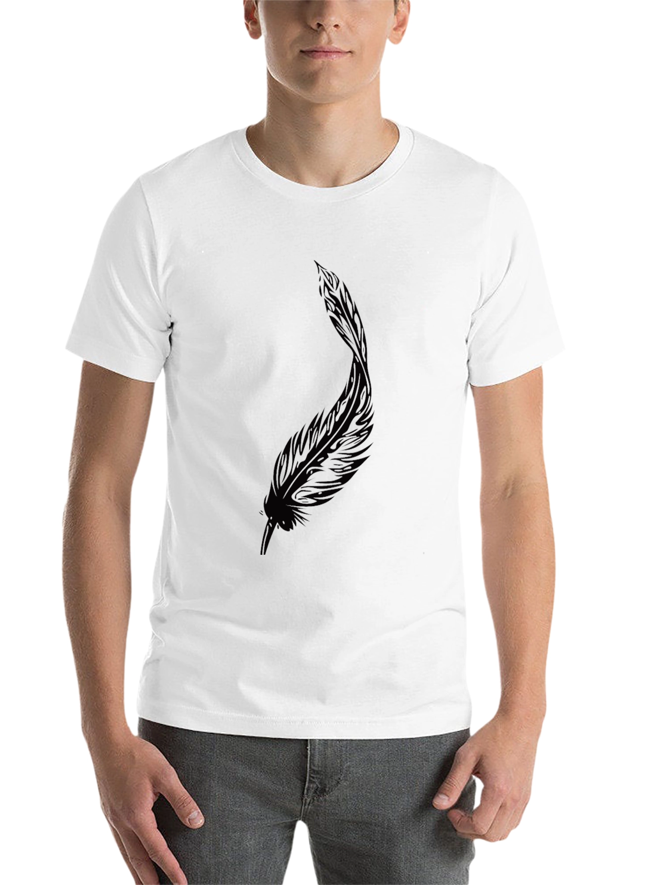 Black Black Feather Graphic Tee - Stylish Casual Wear view 14