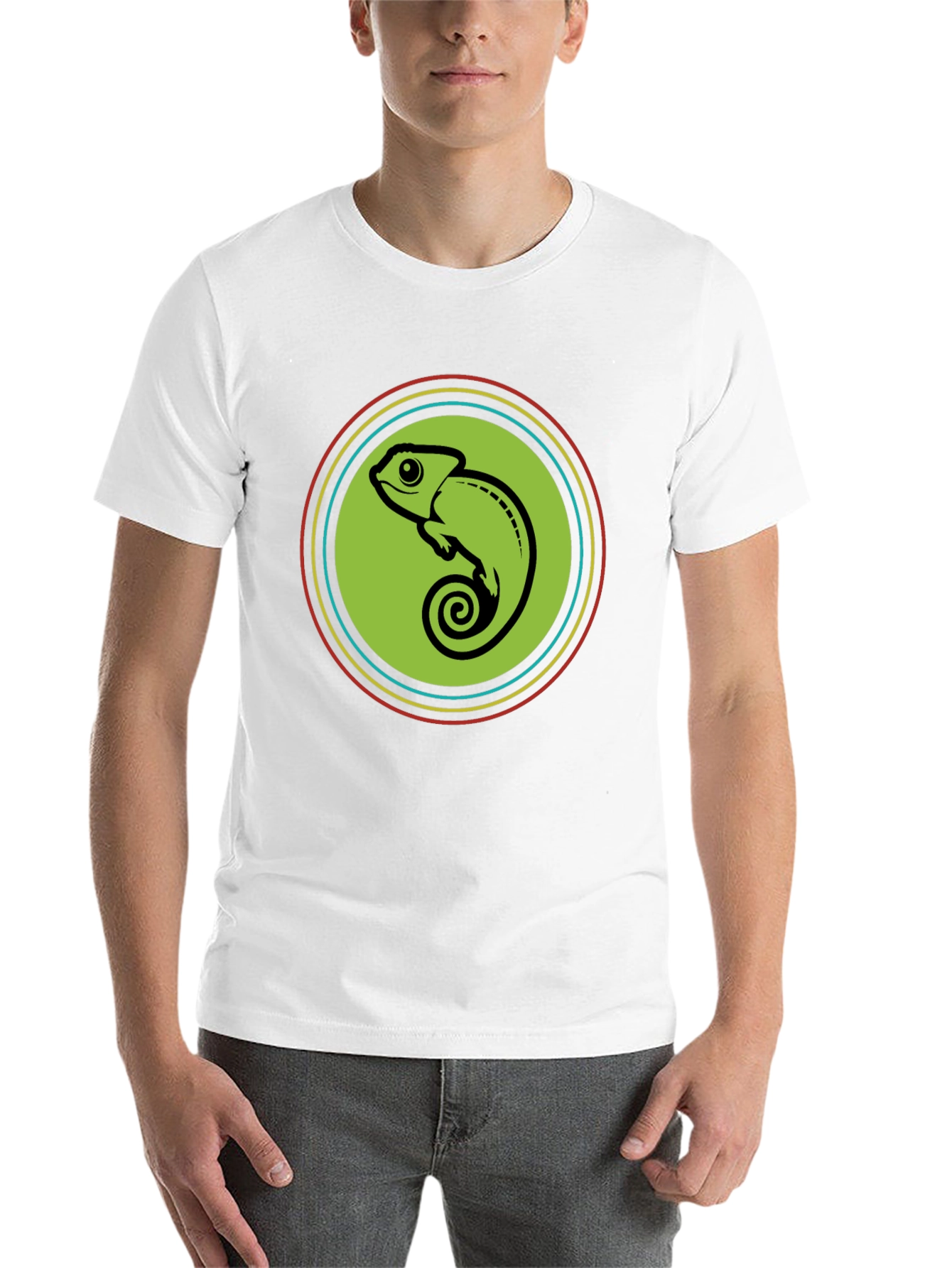 Black Chameleon Circle Graphic Tee - Cool & Comfy view 14