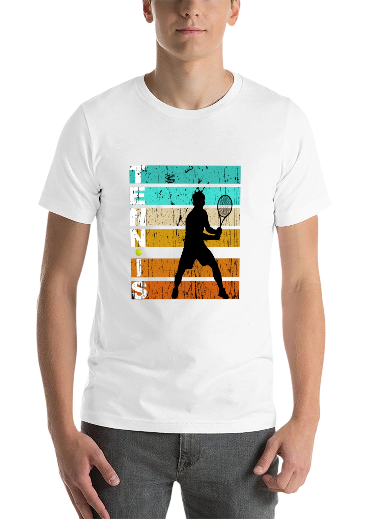 Black Retro Tennis Player Graphic T-Shirt view 14