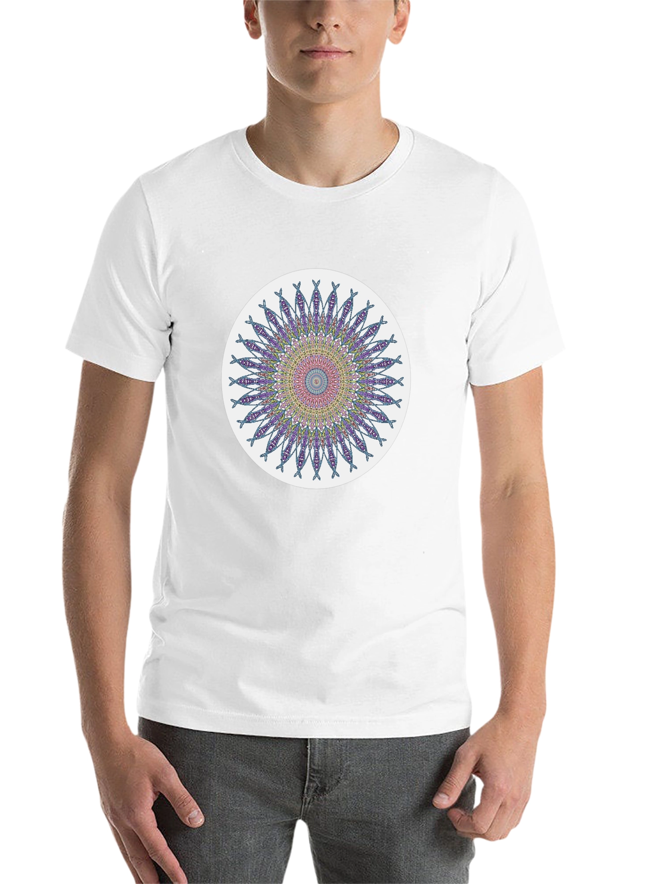 Black Mandala Design Black T-Shirt view 14