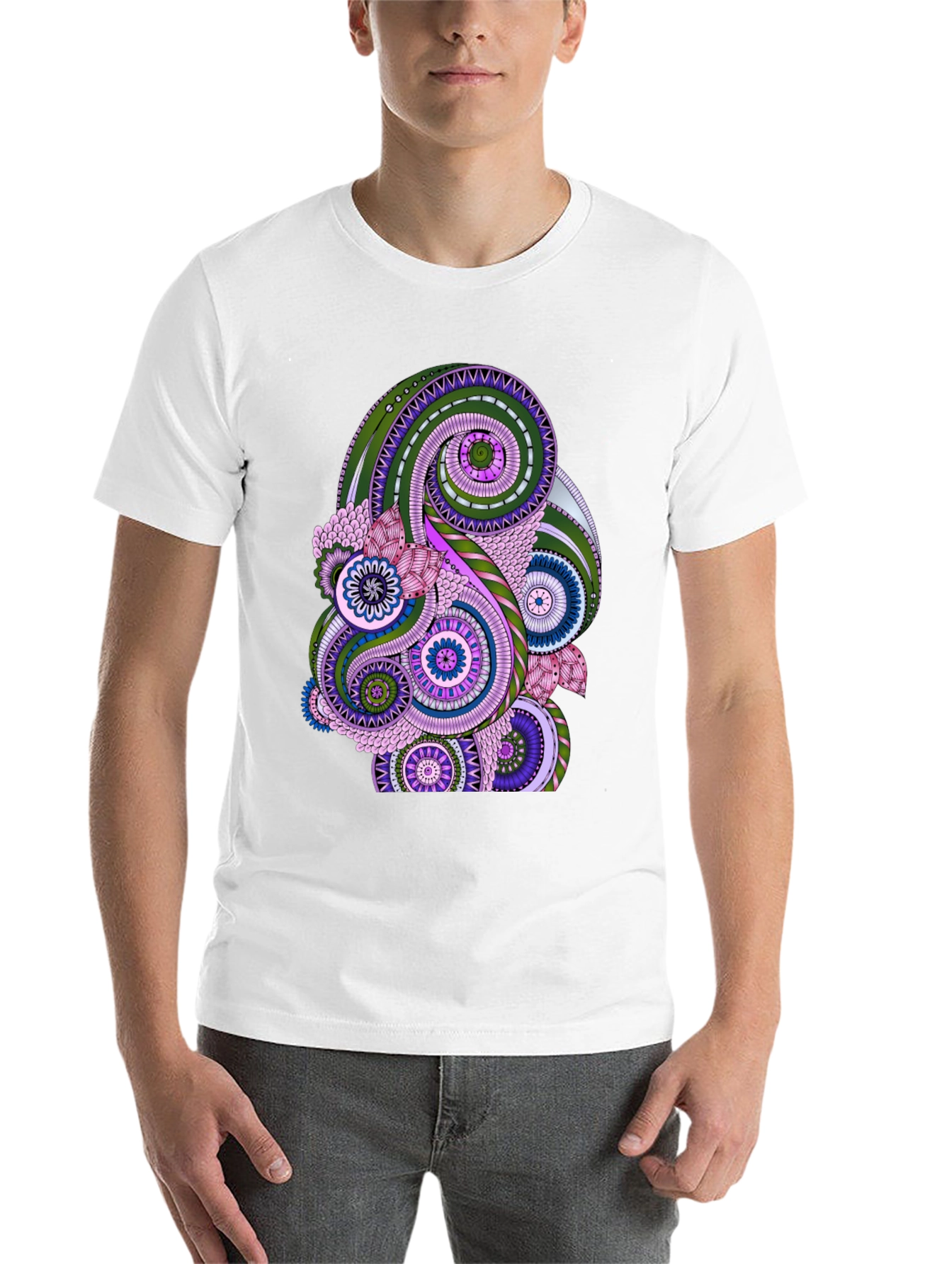 Black Paisley Pattern Black T-Shirt - Stylish Casual Wear view 14