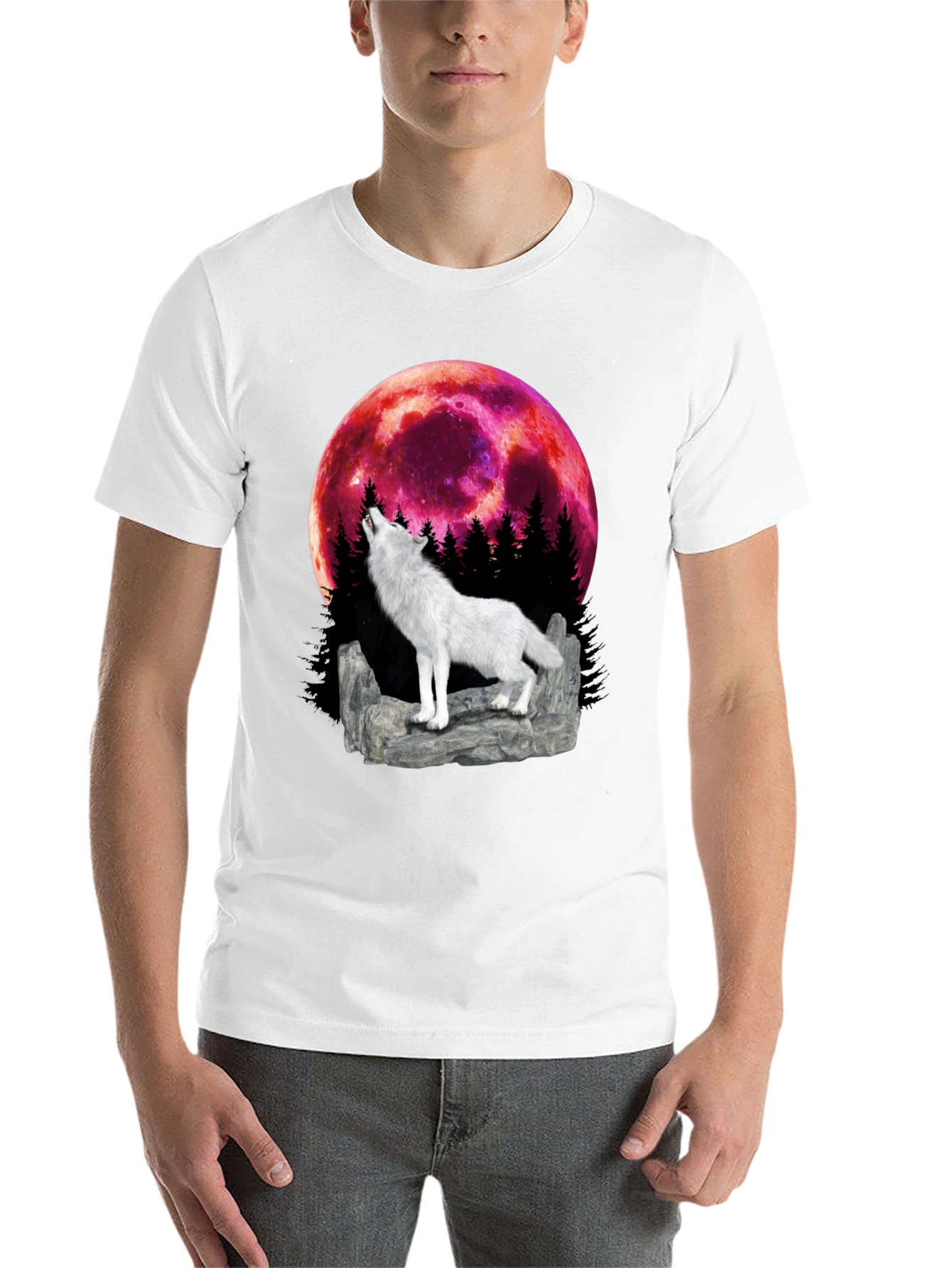 Black Wolf Howling at the Moon Graphic Tee view 14