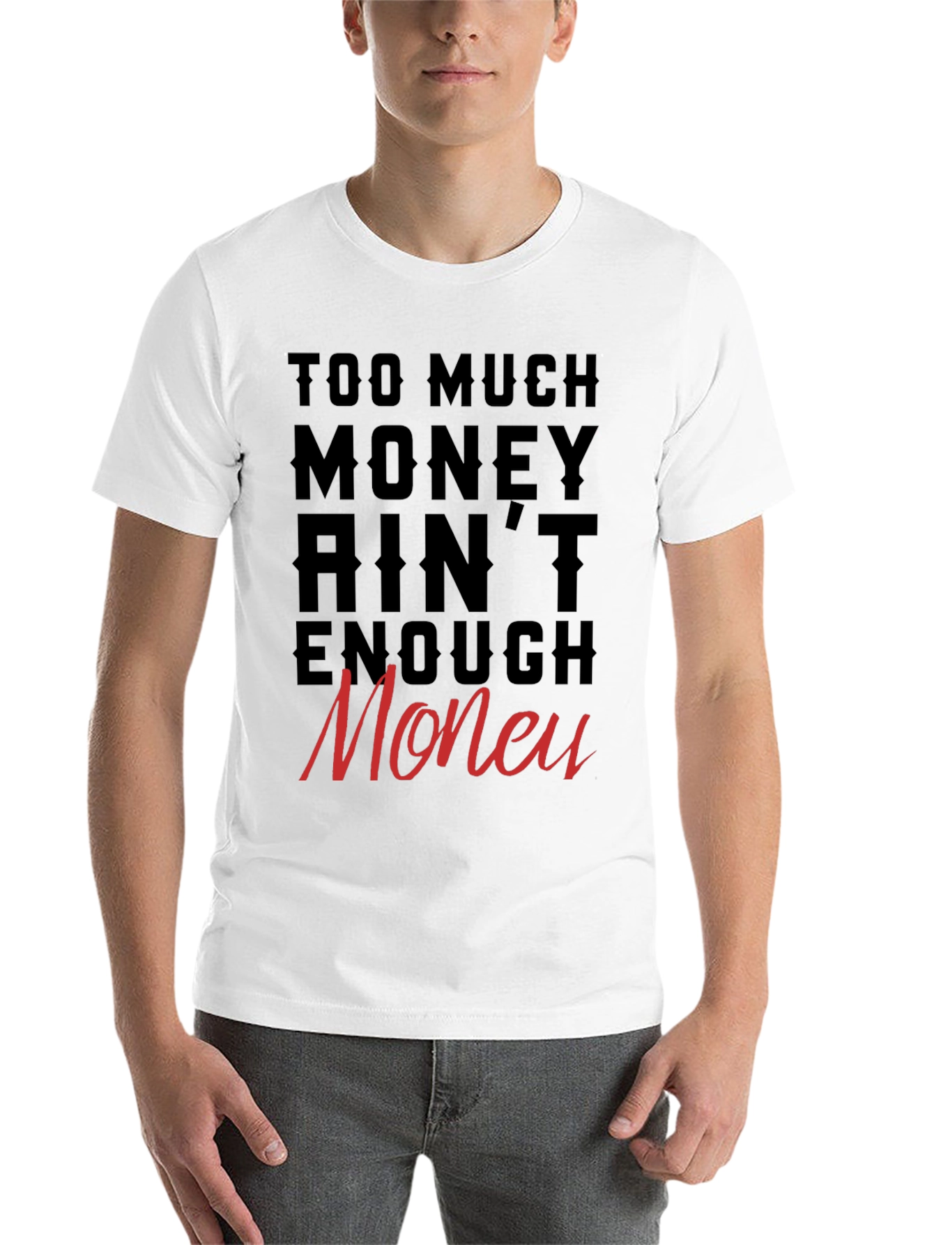 Black Too Much Money Men's Graphic Tee - Stylish Crew Neck Shirt view 14