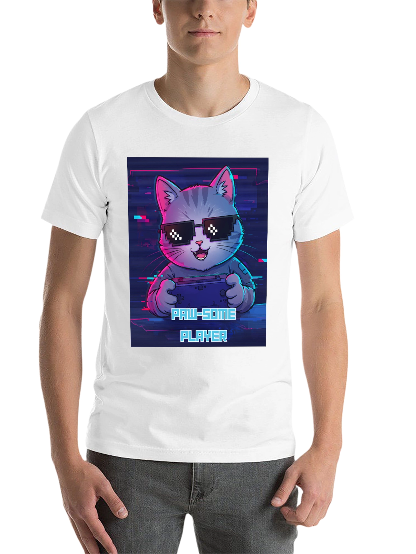 Black Gaming Cat Graphic Tee - Paw-some Player T-shirt view 14