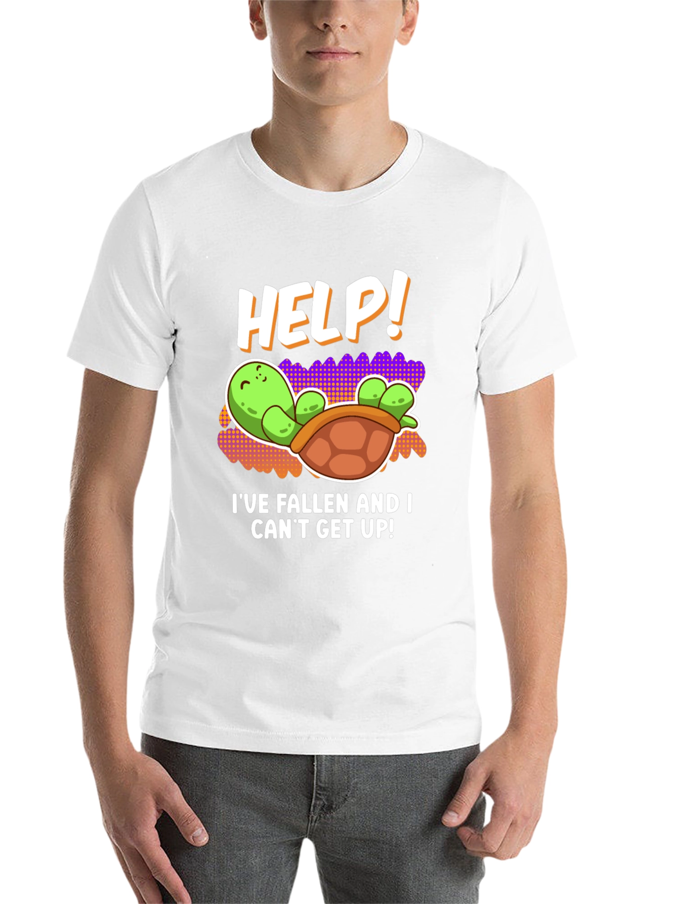 Black Help! Turtle Tee - I've Fallen Humor T-Shirt view 14
