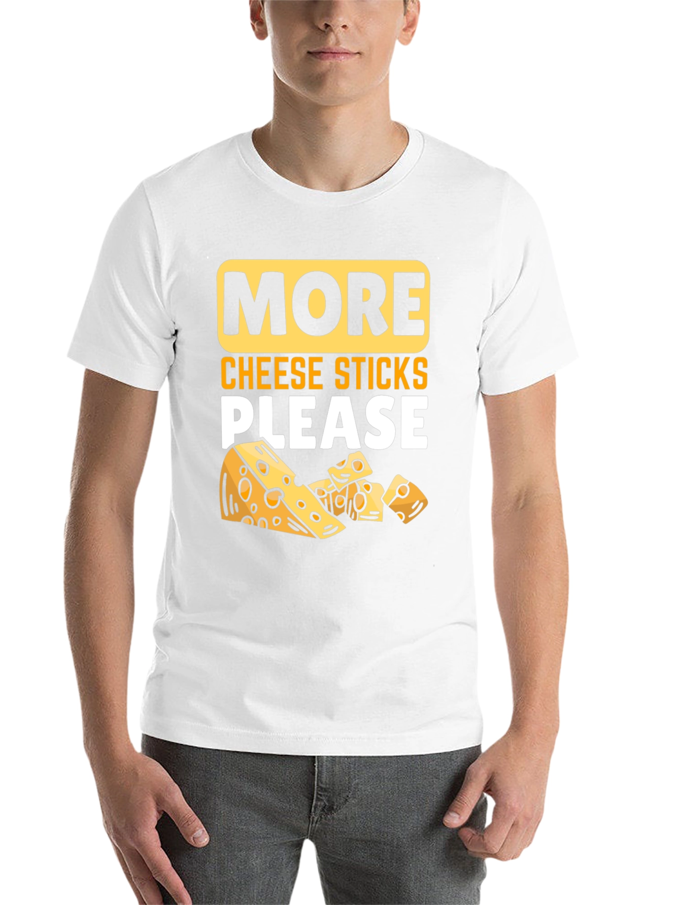 Black More Cheese Sticks Please T-Shirt - Funny Foodie Tee view 14