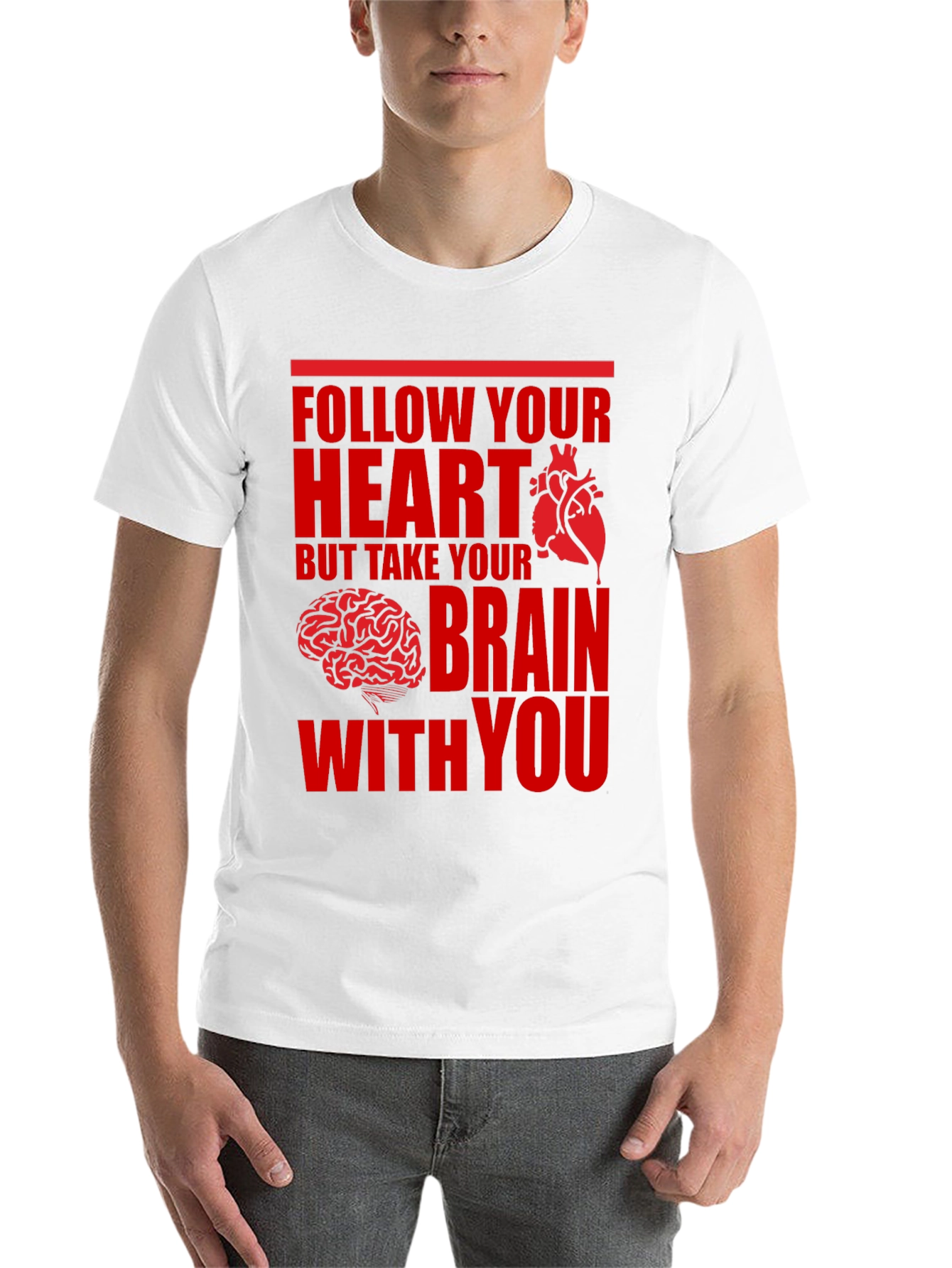 Black Follow Your Heart Brain Graphic Tee view 14
