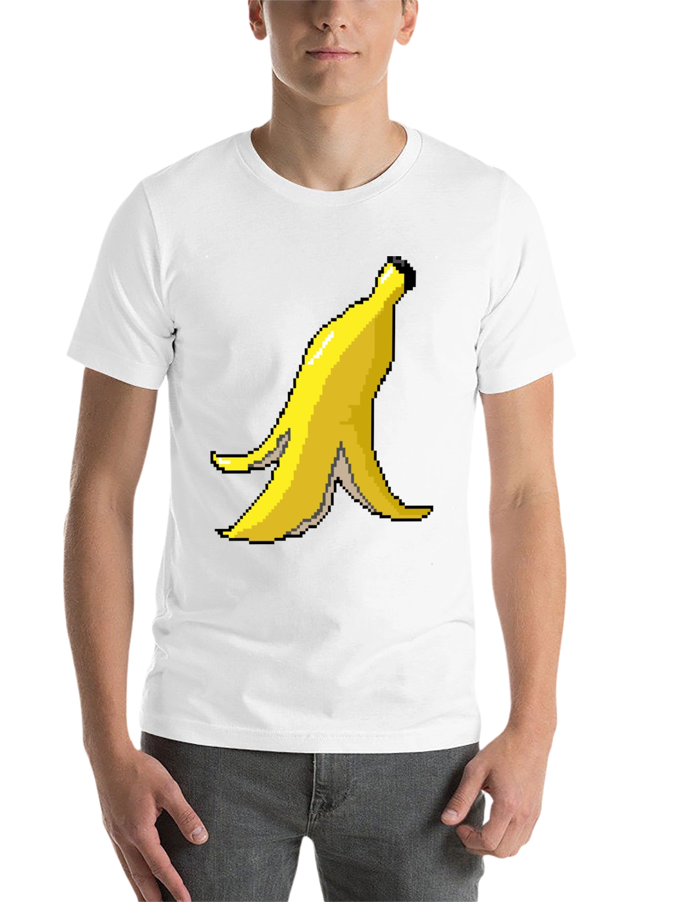 Black Pixel Banana Peel Graphic T-Shirt view 14