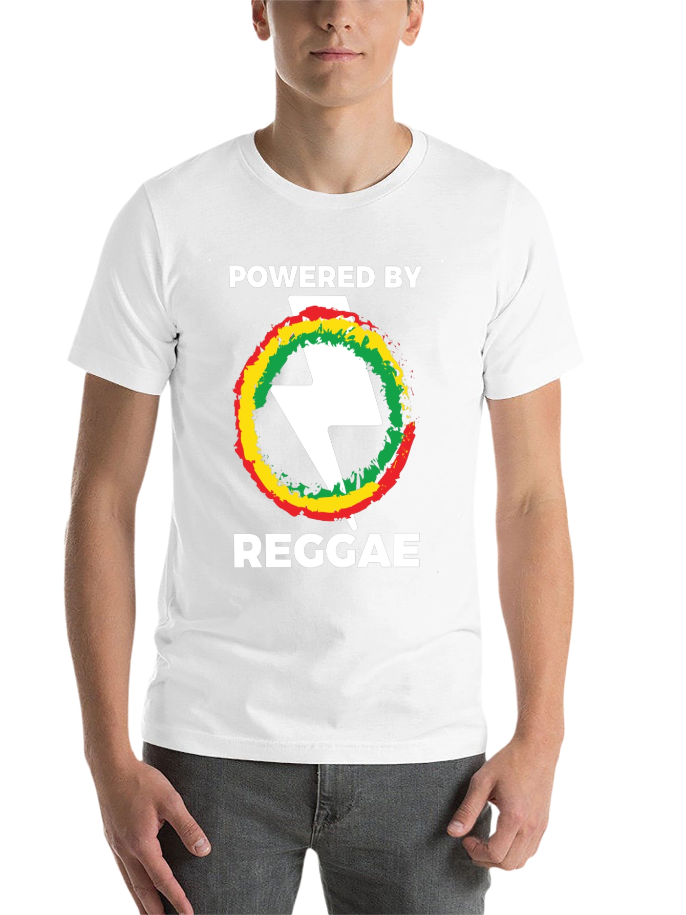 Black Powered By Reggae T-Shirt Black Cotton view 14