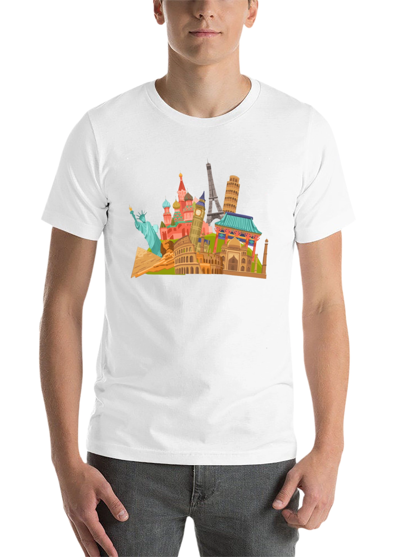 Black World Landmarks Black T-Shirt view 14