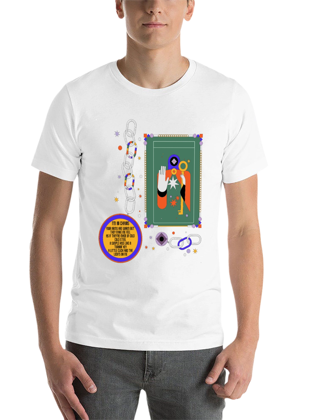 Black Abstract Graphic Tee - Key & Chains Design view 14