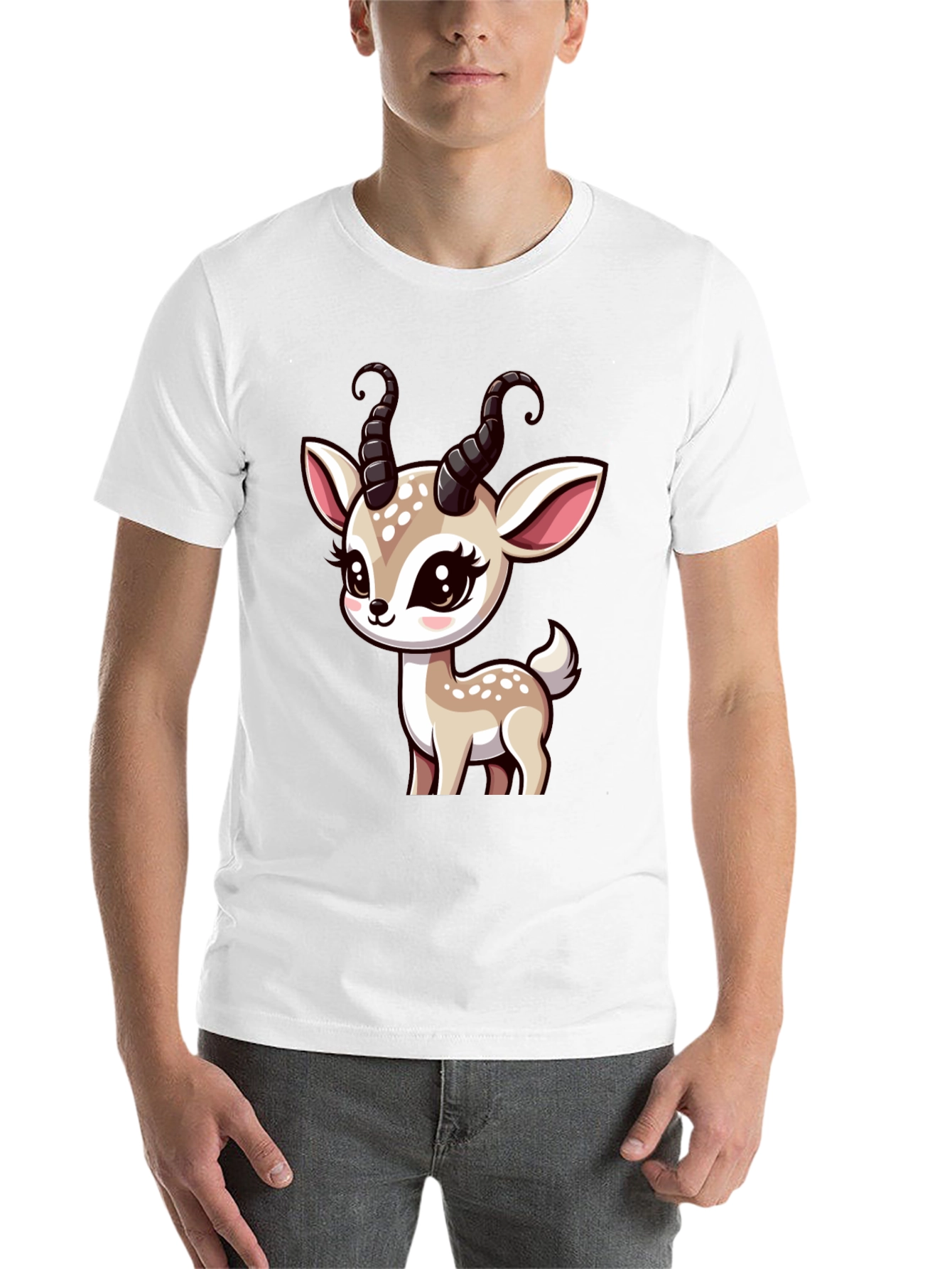 Black Cute Deer Graphic Black T-Shirt view 14