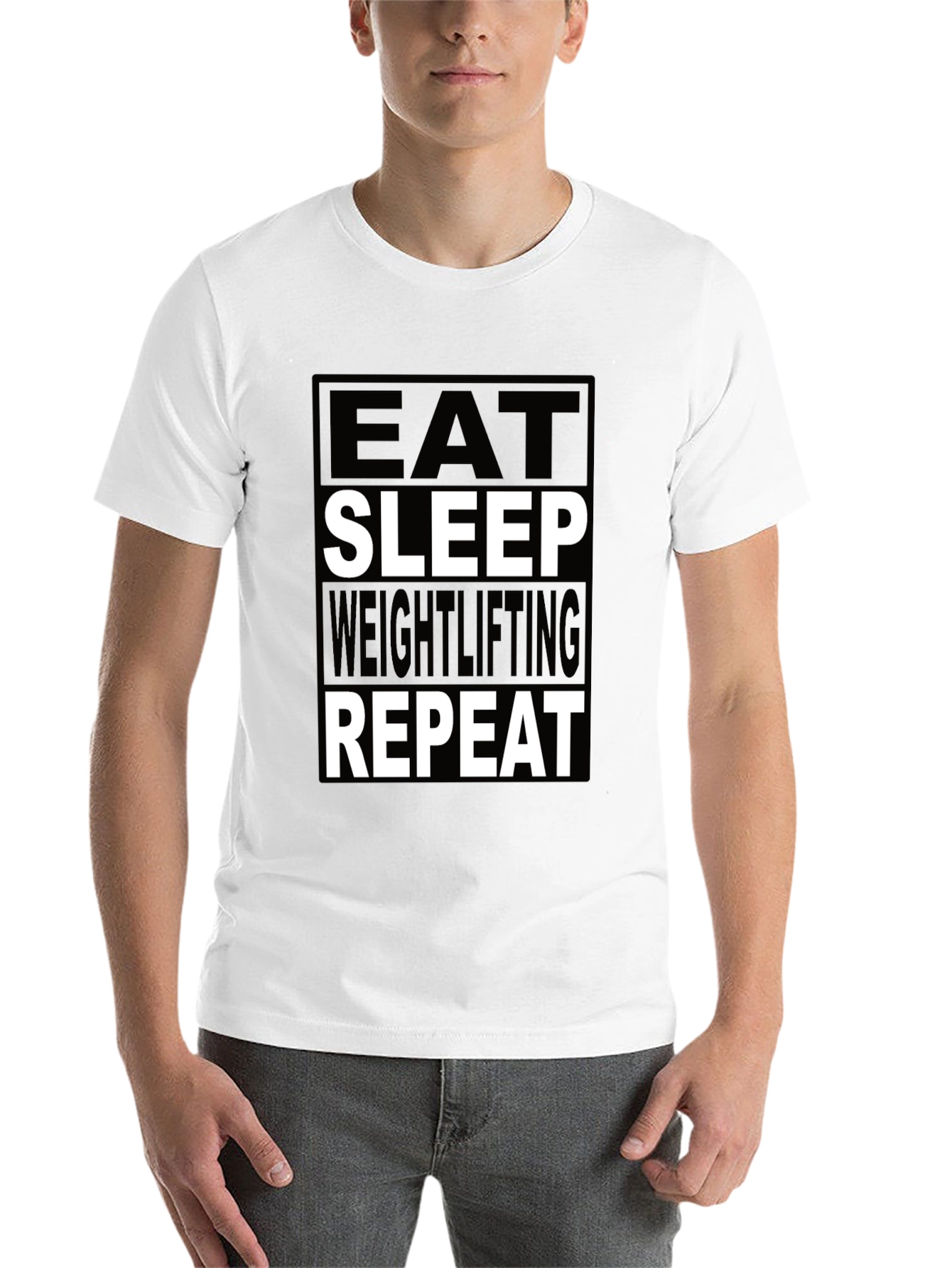 Black Eat Sleep Weightlifting Repeat Black T-Shirt view 14