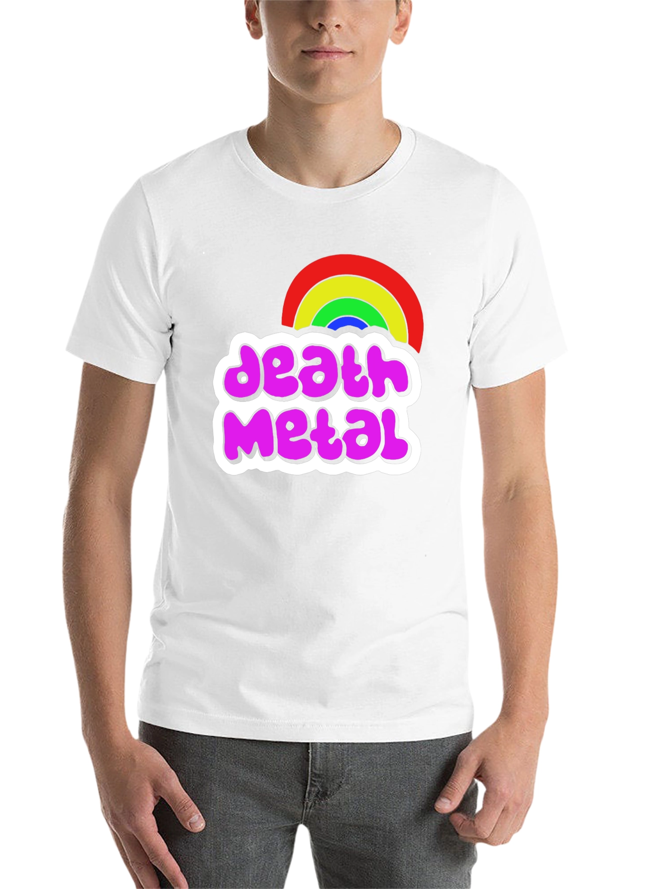 Black Death Metal Rainbow T-Shirt - Soft Cotton Tee view 14