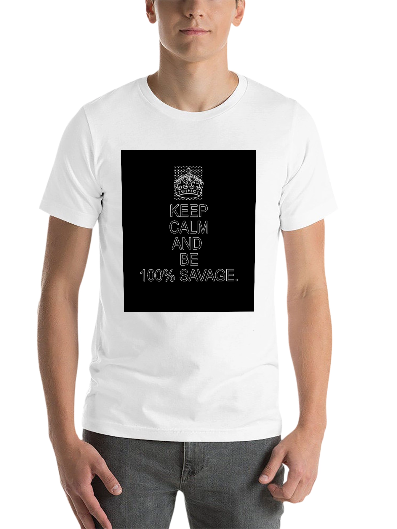 Black Keep Calm 100% Savage Graphic Tee - Black view 14