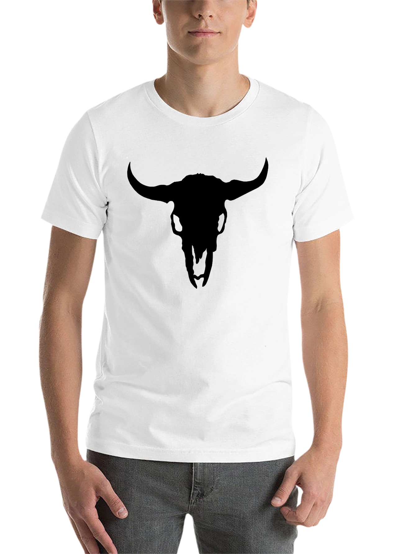 Black Black Bull Skull Graphic Tee - Men's Casual Style view 14