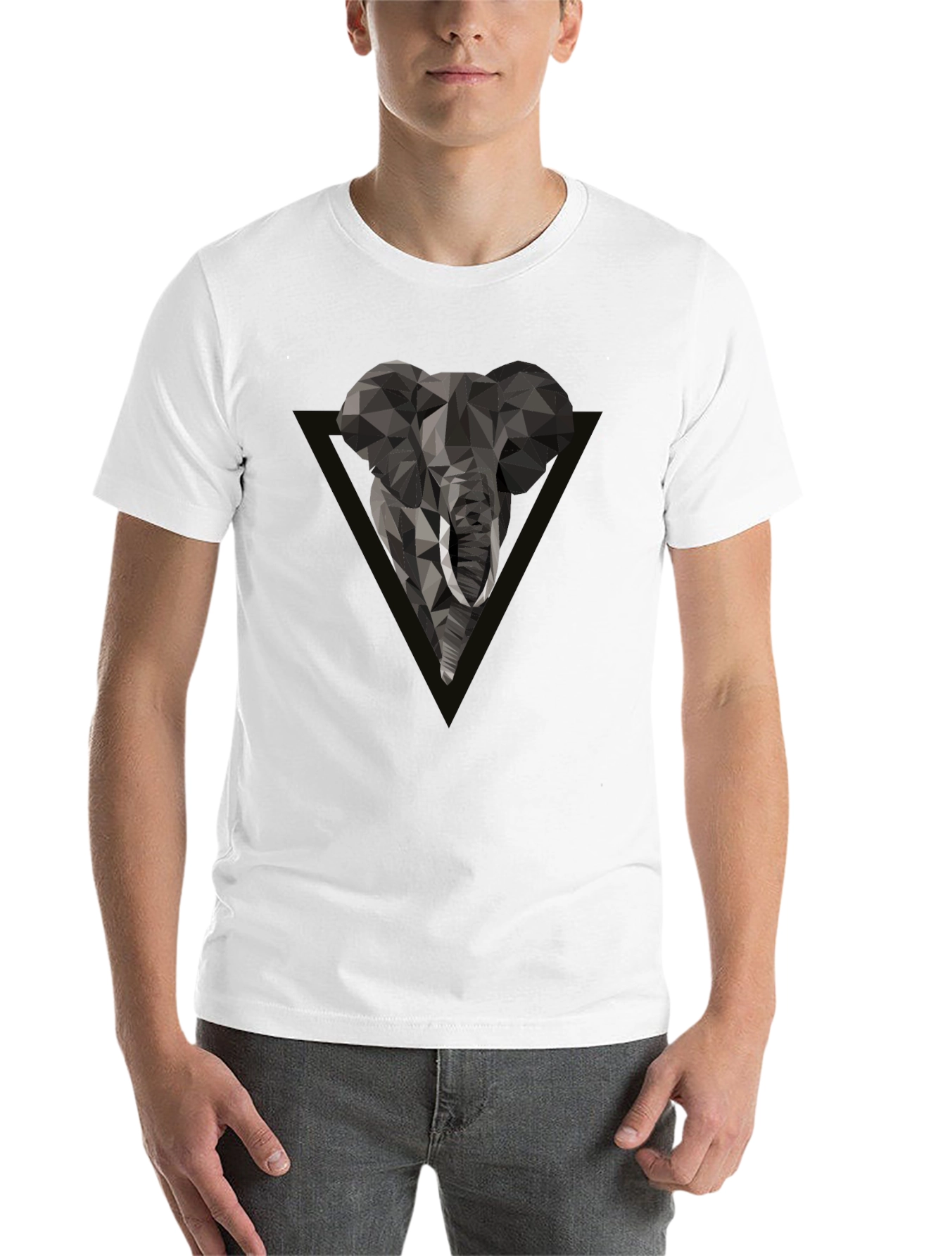 Black Geometric Elephant Tee - Modern Graphic Print view 14