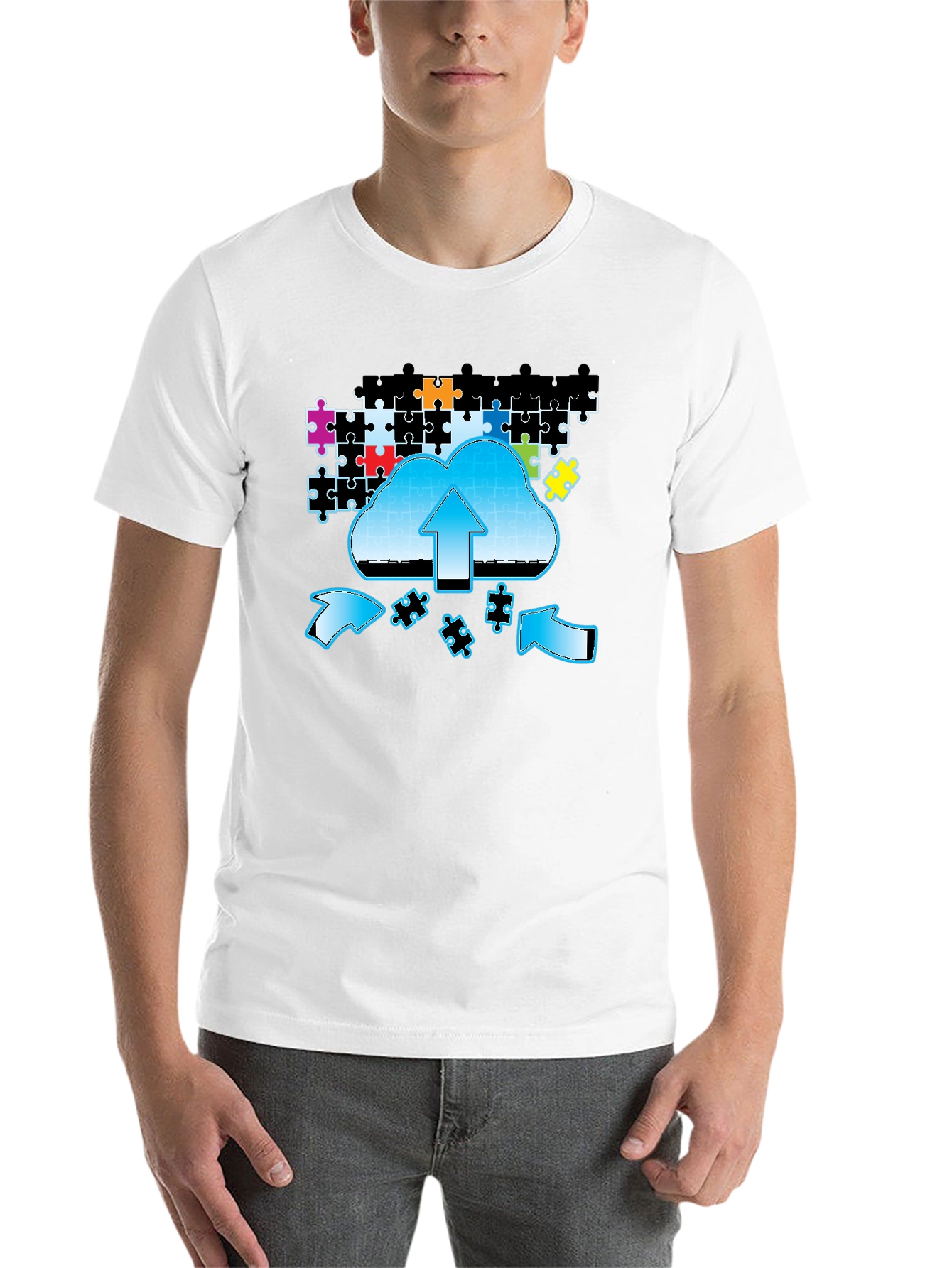 Black Cloud Puzzle Upload Graphic T-Shirt view 14