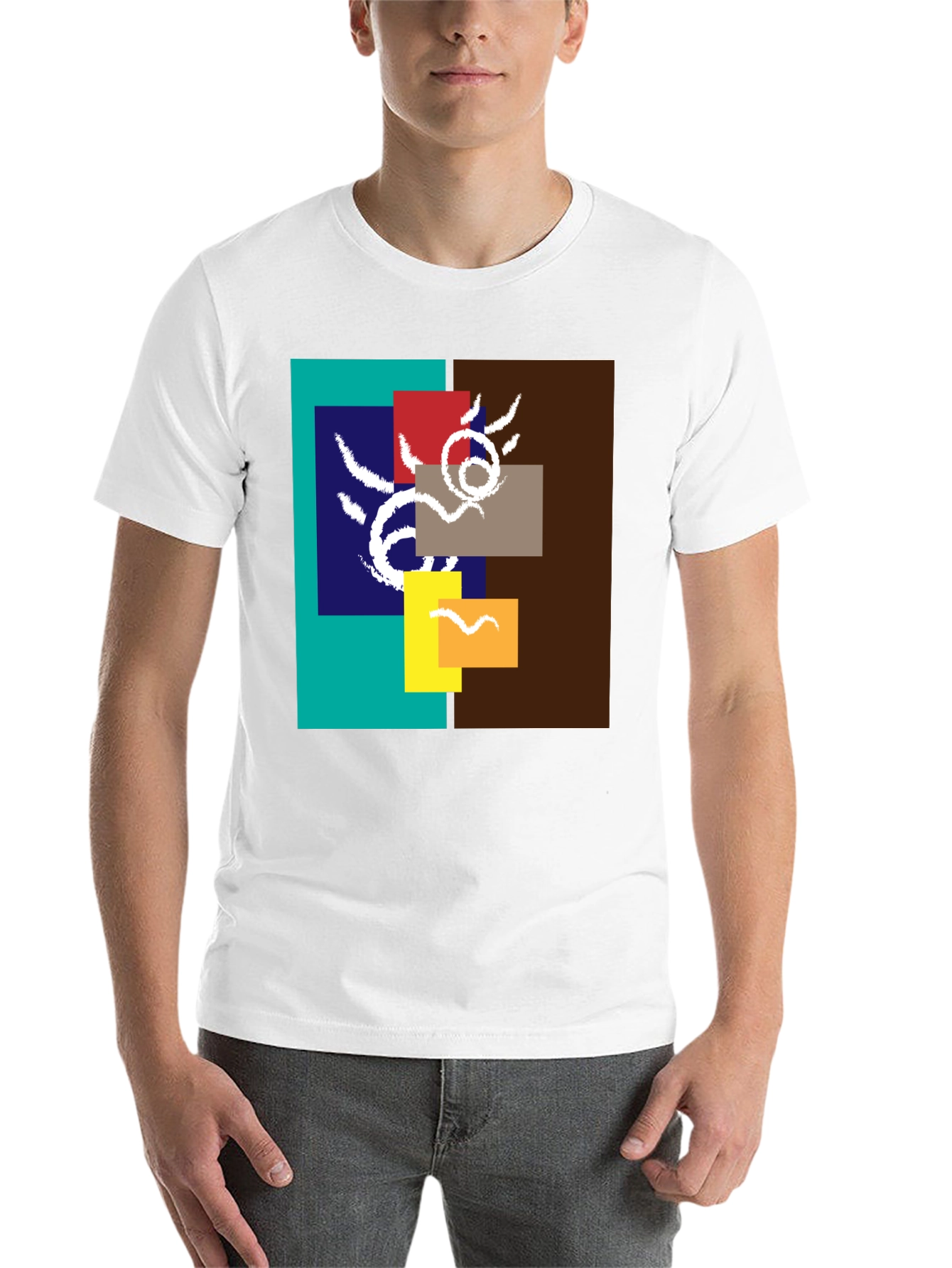 Black Abstract Graphic Print Crew Neck Tee view 14