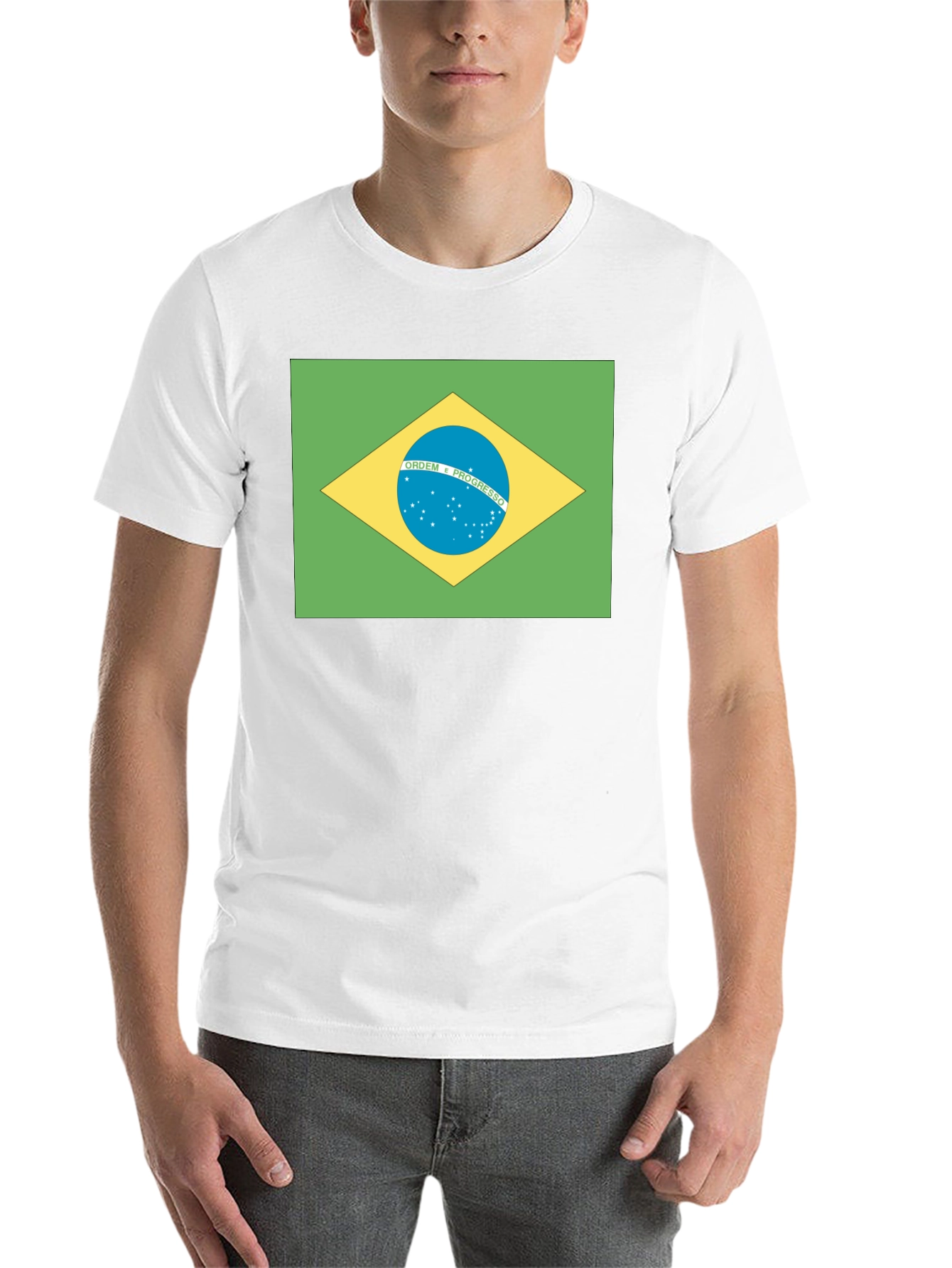 Black Brazil Flag T-Shirt - Black Crew Neck Tee view 14