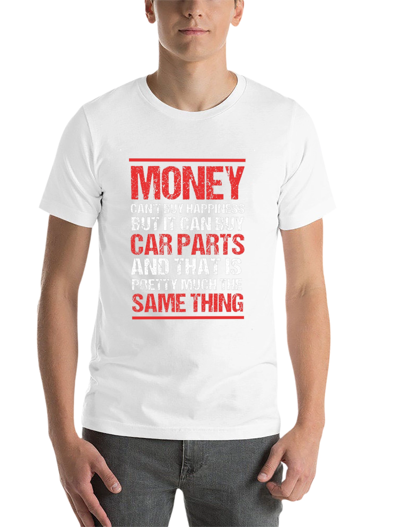 Black Funny Car Parts T-Shirt - Money Can Buy Car Parts view 14
