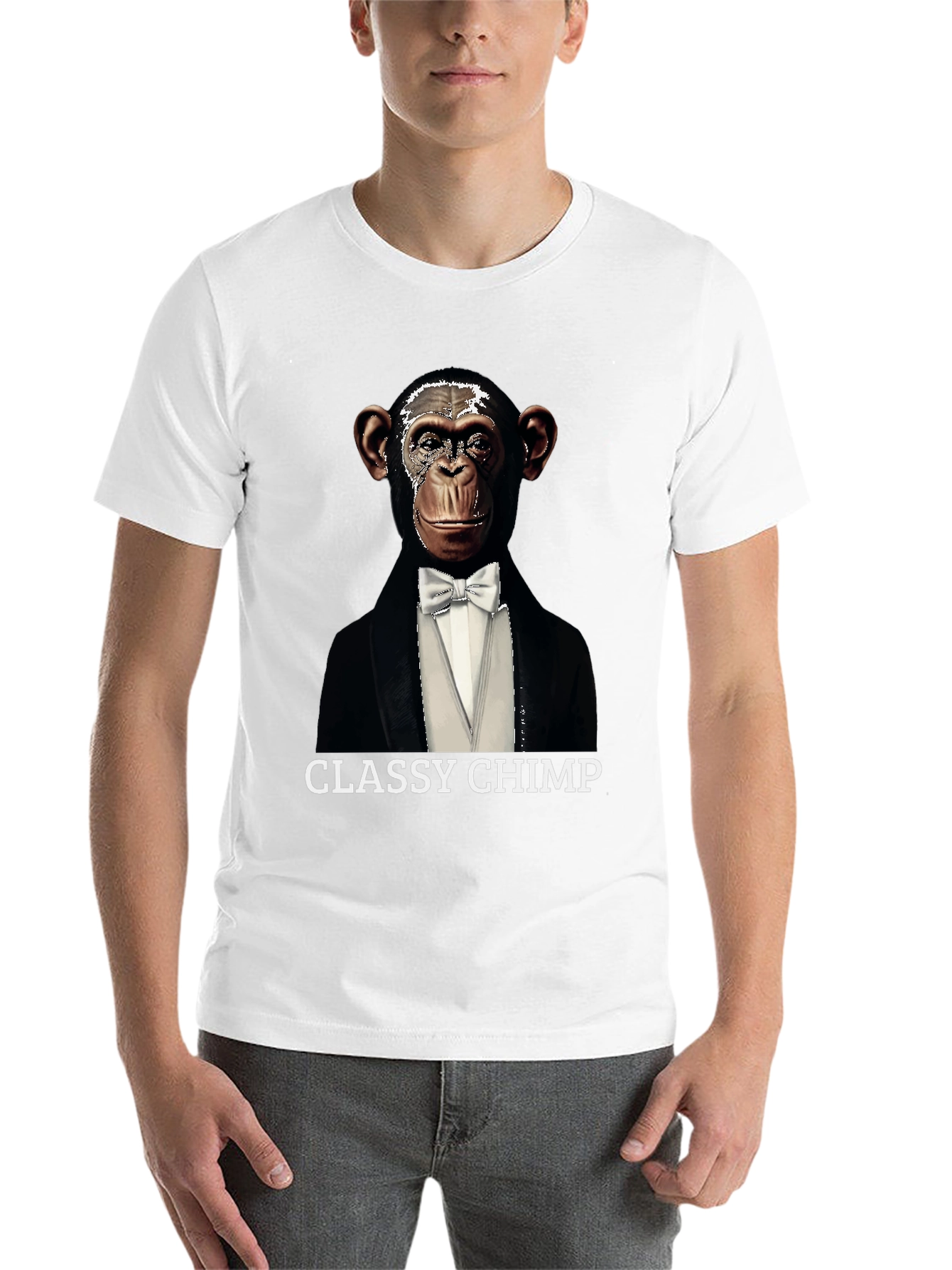 Black Classy Chimp Graphic Tee - Novelty Tuxedo T-Shirt view 14