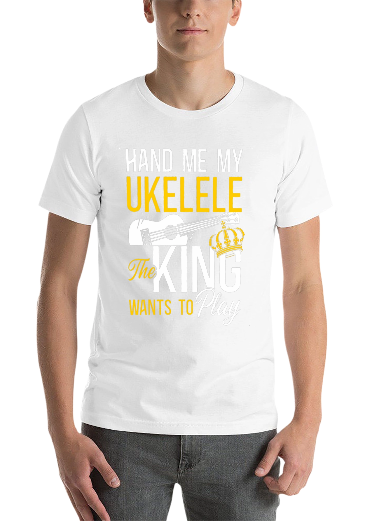 Black Hand Me My Ukulele - King T-Shirt view 14