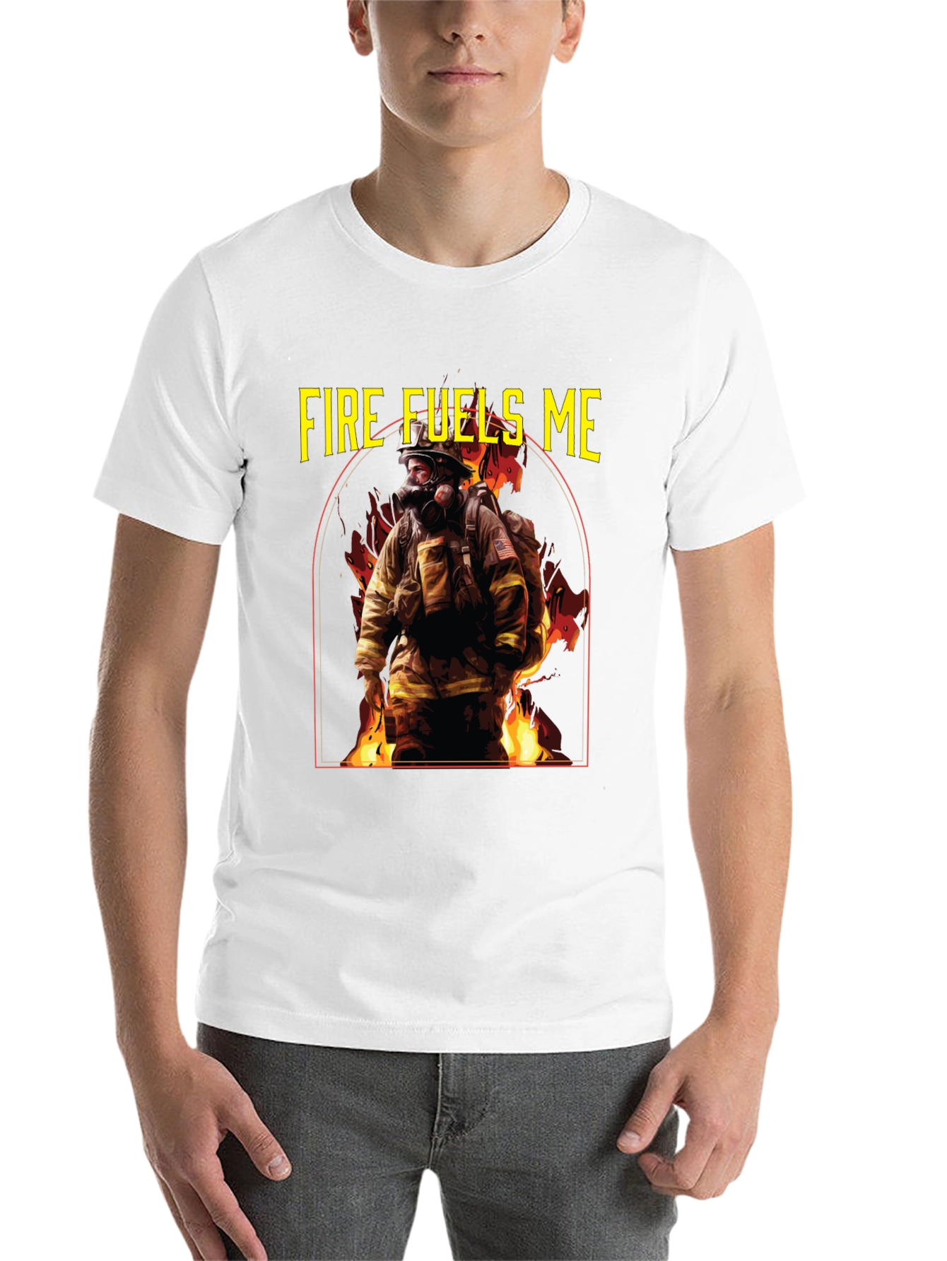 Black Fire Fuels Me Firefighter Graphic T-Shirt view 14