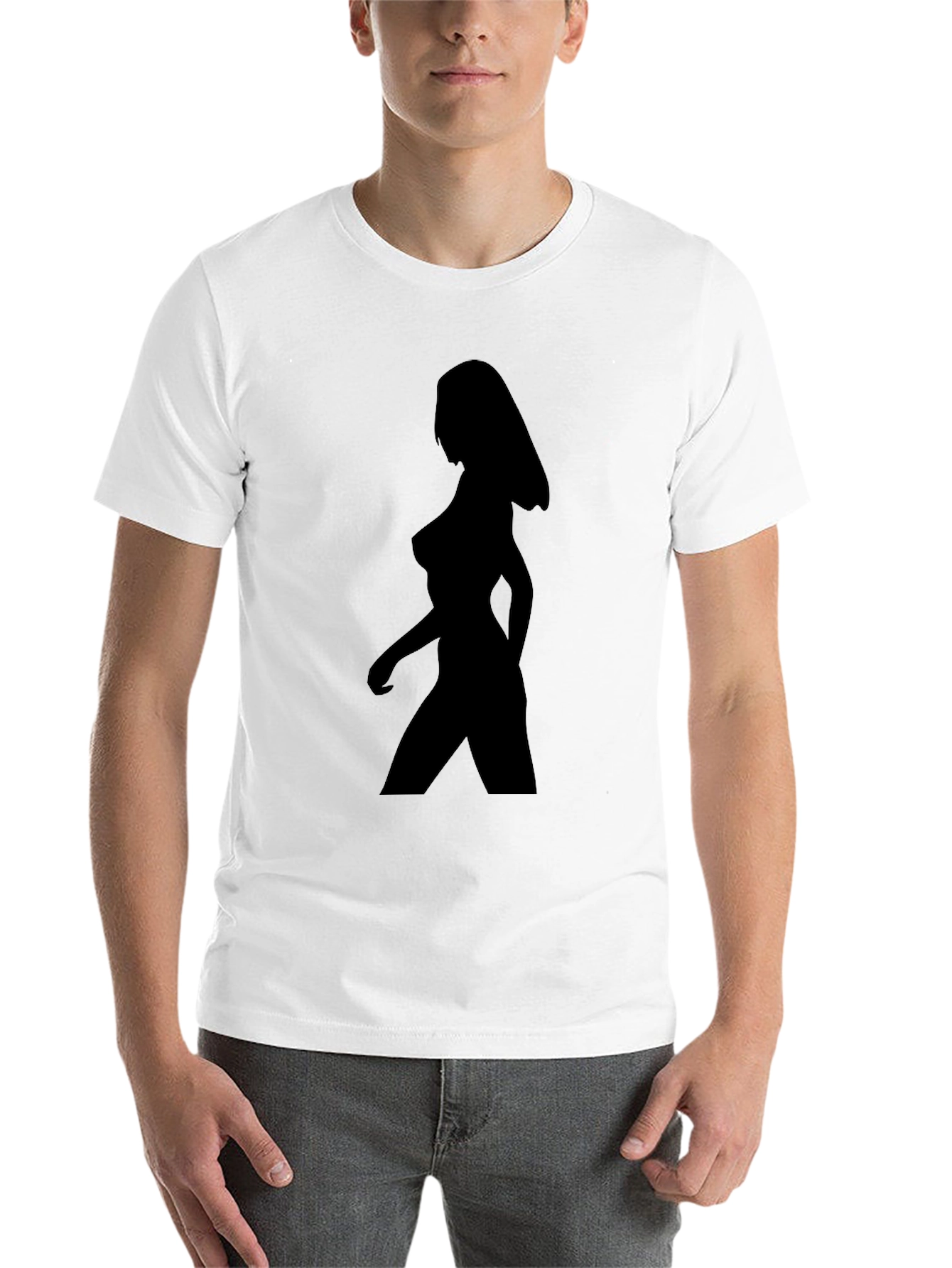 Black Silhouette Woman Graphic T-Shirt - Black Unisex Tee view 14