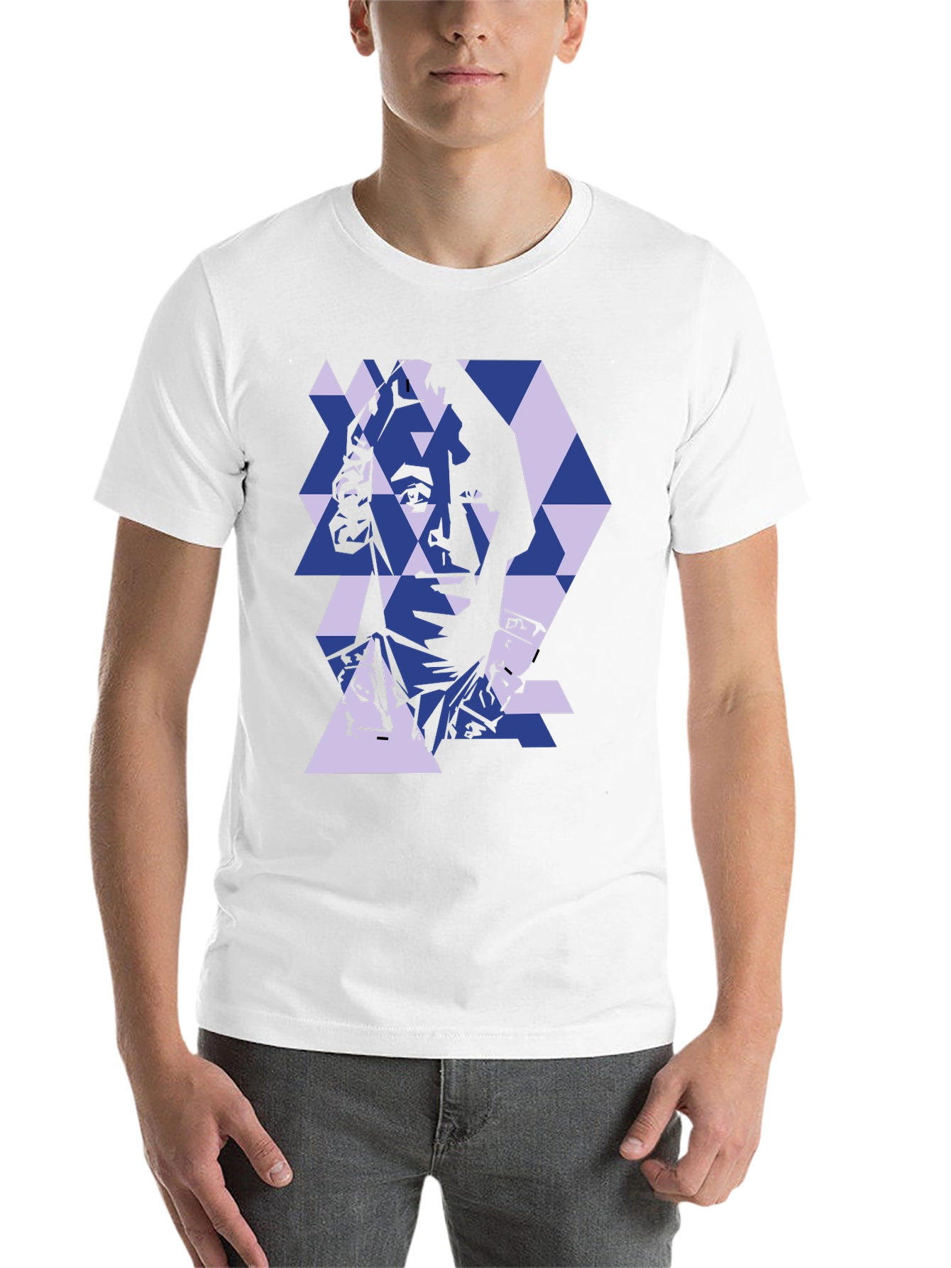Black Geometric Portrait Tee - Stylish Abstract Design view 14