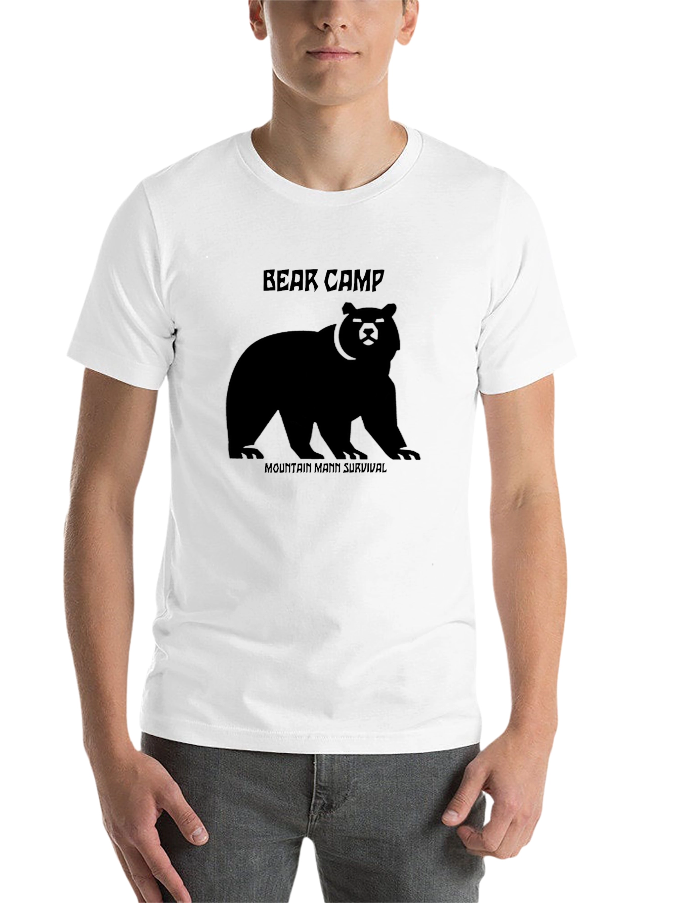 Black Bear Camp Mountain Man Survival Black T-Shirt view 14