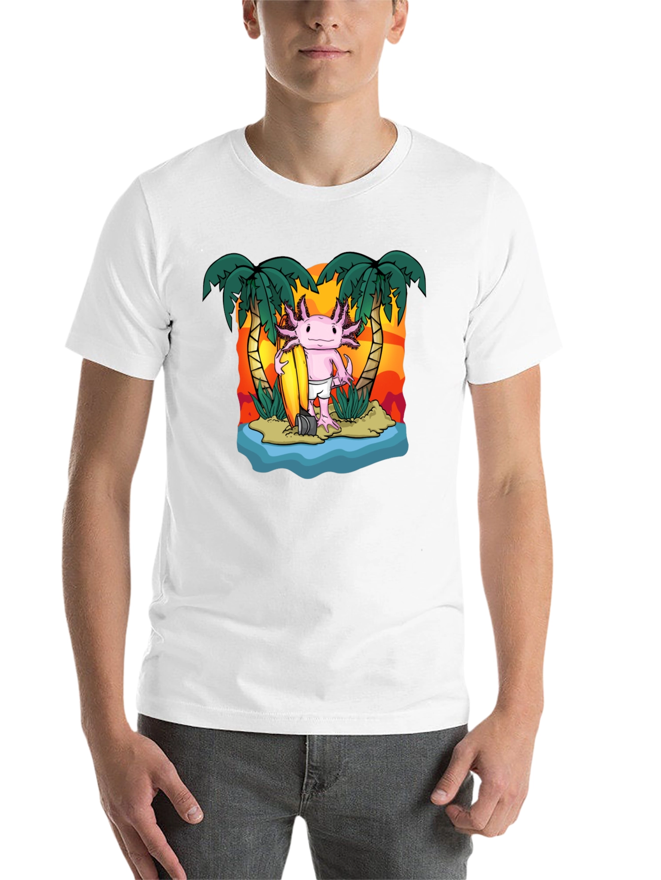 Black Axolotl Surfer T-Shirt view 14
