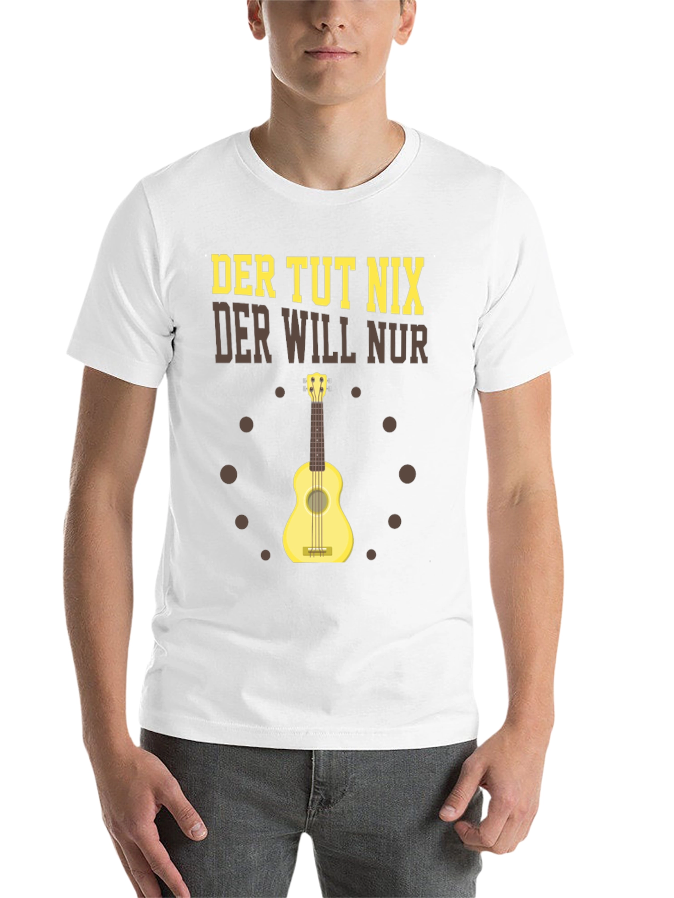 Black Der Tut Nix Graphic T-Shirt Ukulele Player view 14