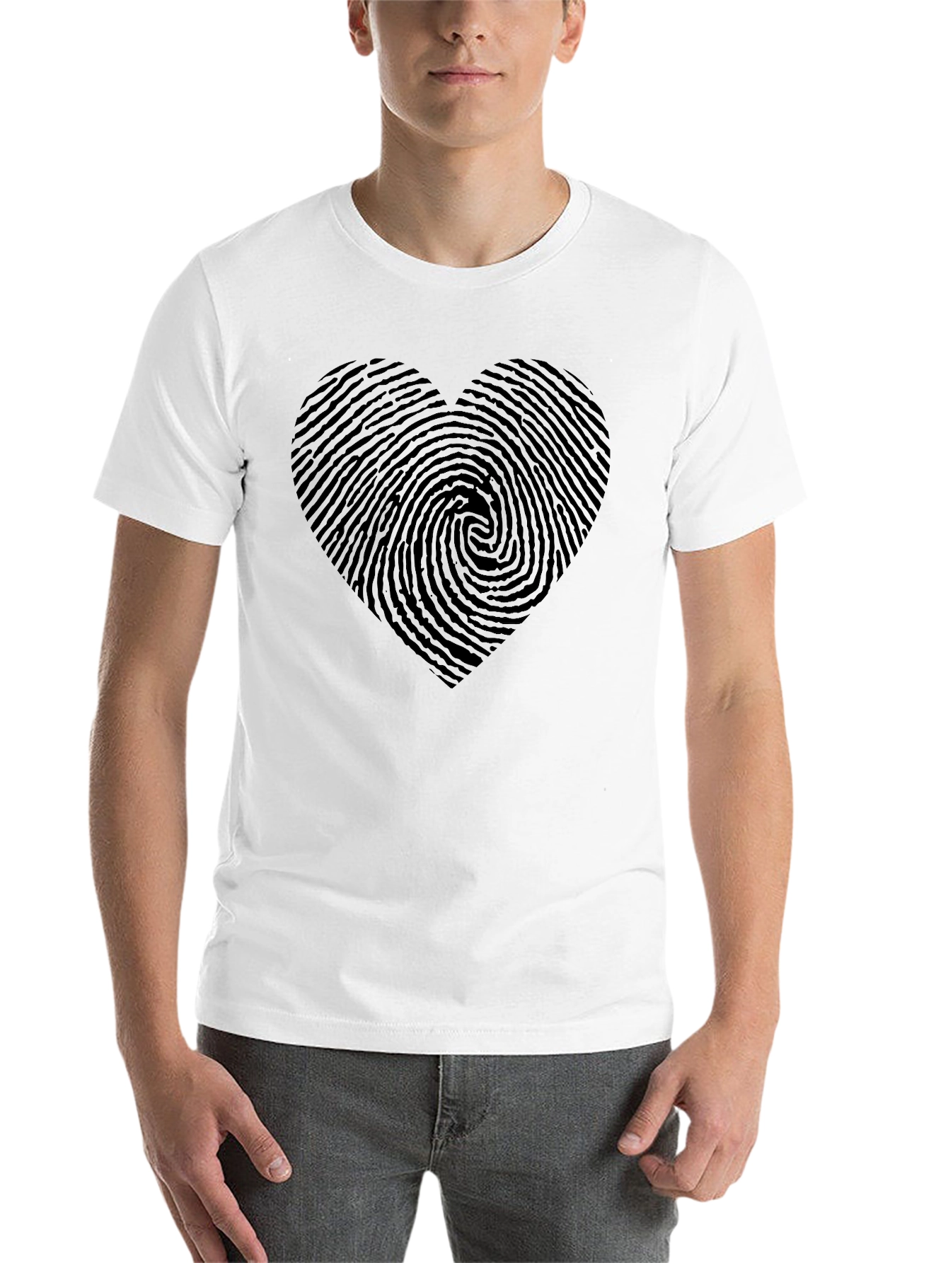 Black Fingerprint Heart Black T-Shirt view 14