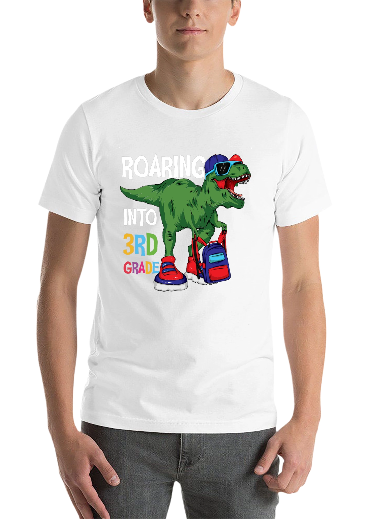 Black Roaring Into 3rd Grade Dinosaur T-Shirt view 14