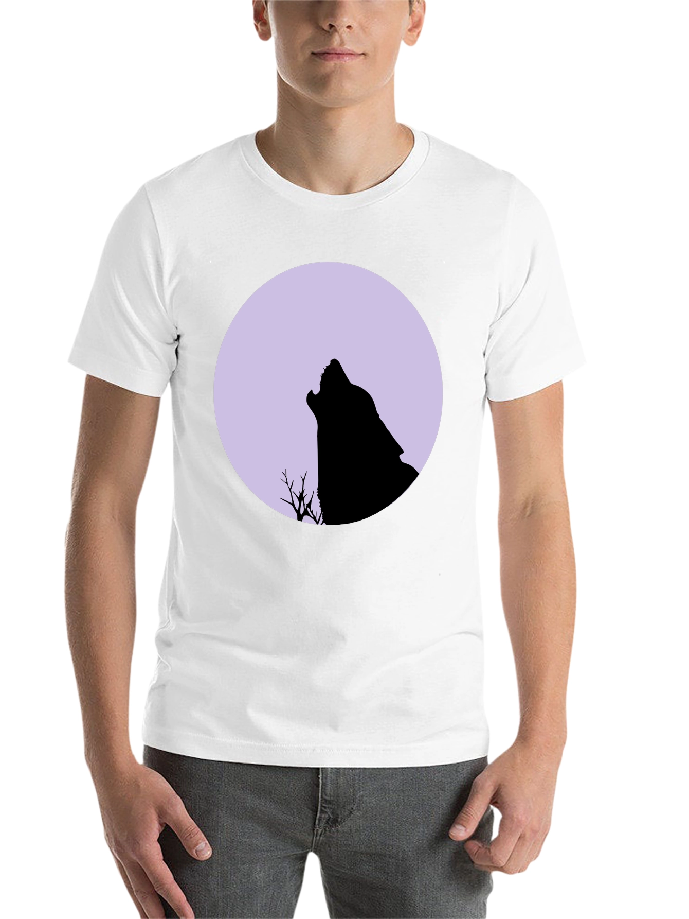 Black Wolf Moon Graphic Tee - Black Cotton T-Shirt view 14