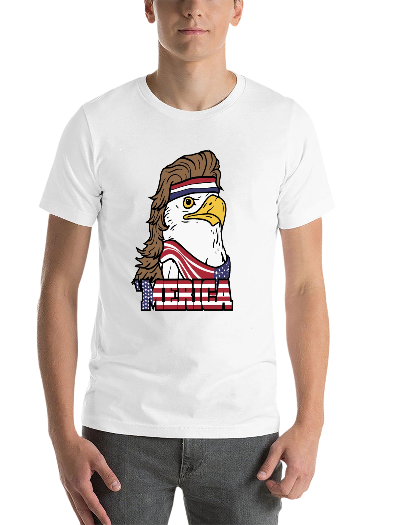 Black USA Eagle Mullet T-Shirt: Patriotic & Funny view 14