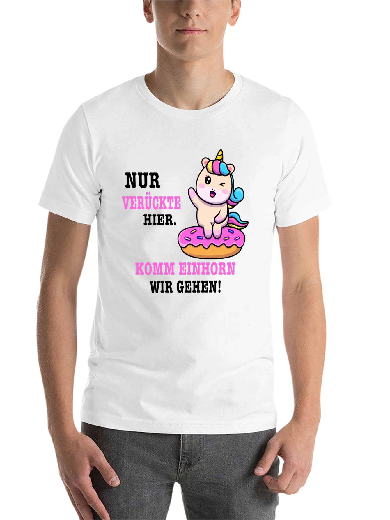 Black Funny Unicorn Donut T-Shirt - Verruckte Hier Komm Einhorn view 14