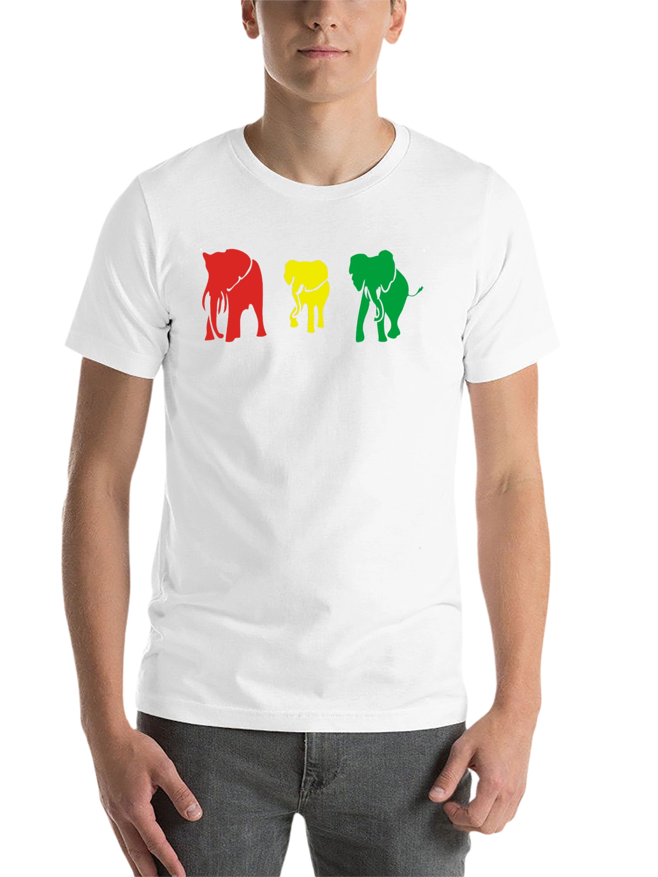 Black Rasta Elephants Graphic Tee - Black Cotton T-Shirt view 14