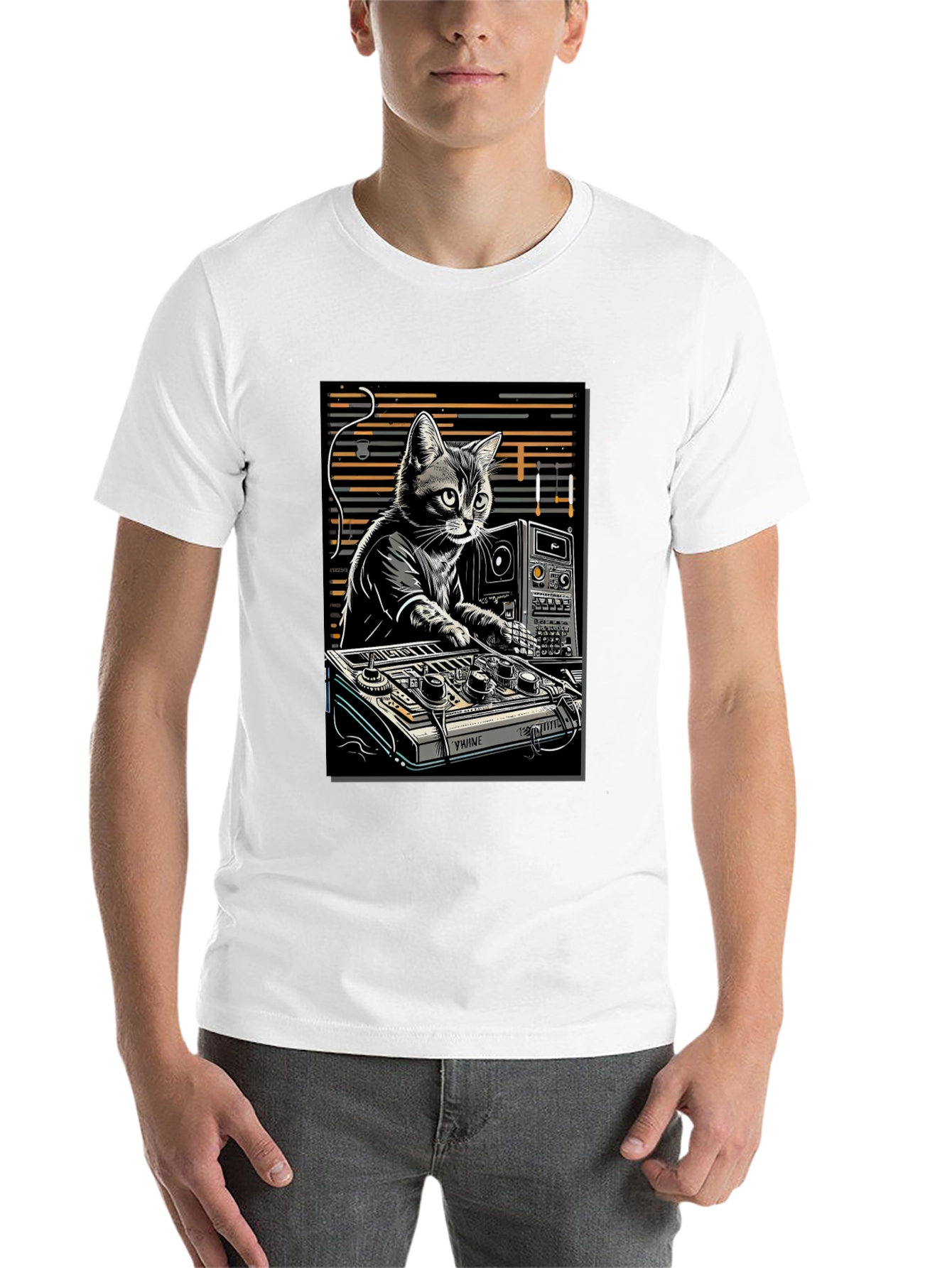 Black DJ Cat Graphic T-Shirt view 14