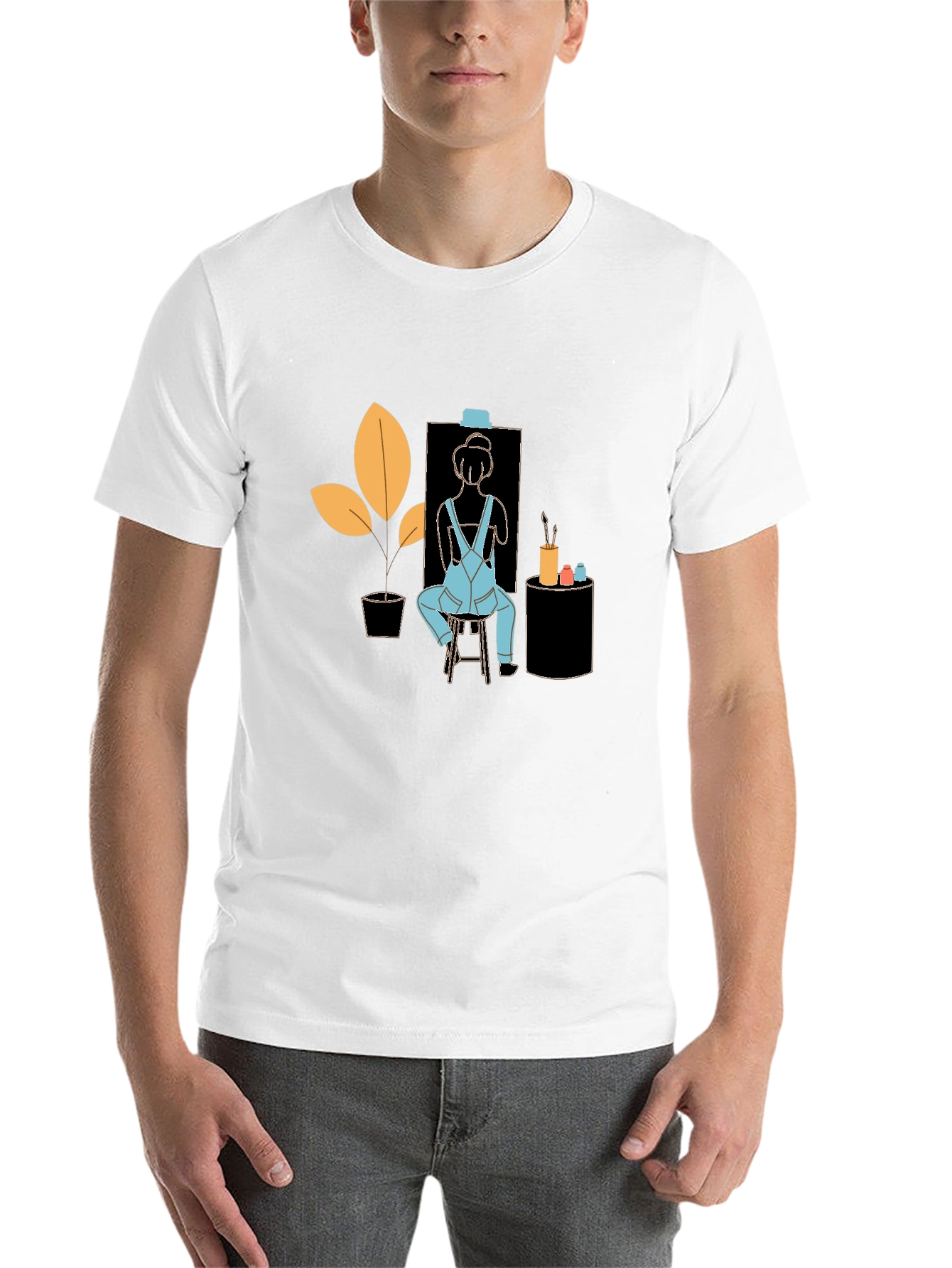 Black Artist Tee: Quirky Painter Graphic T-Shirt view 14