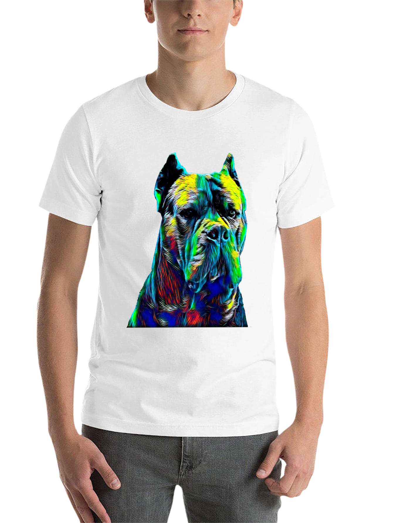 Black Abstract Dog Print Black T-Shirt view 14