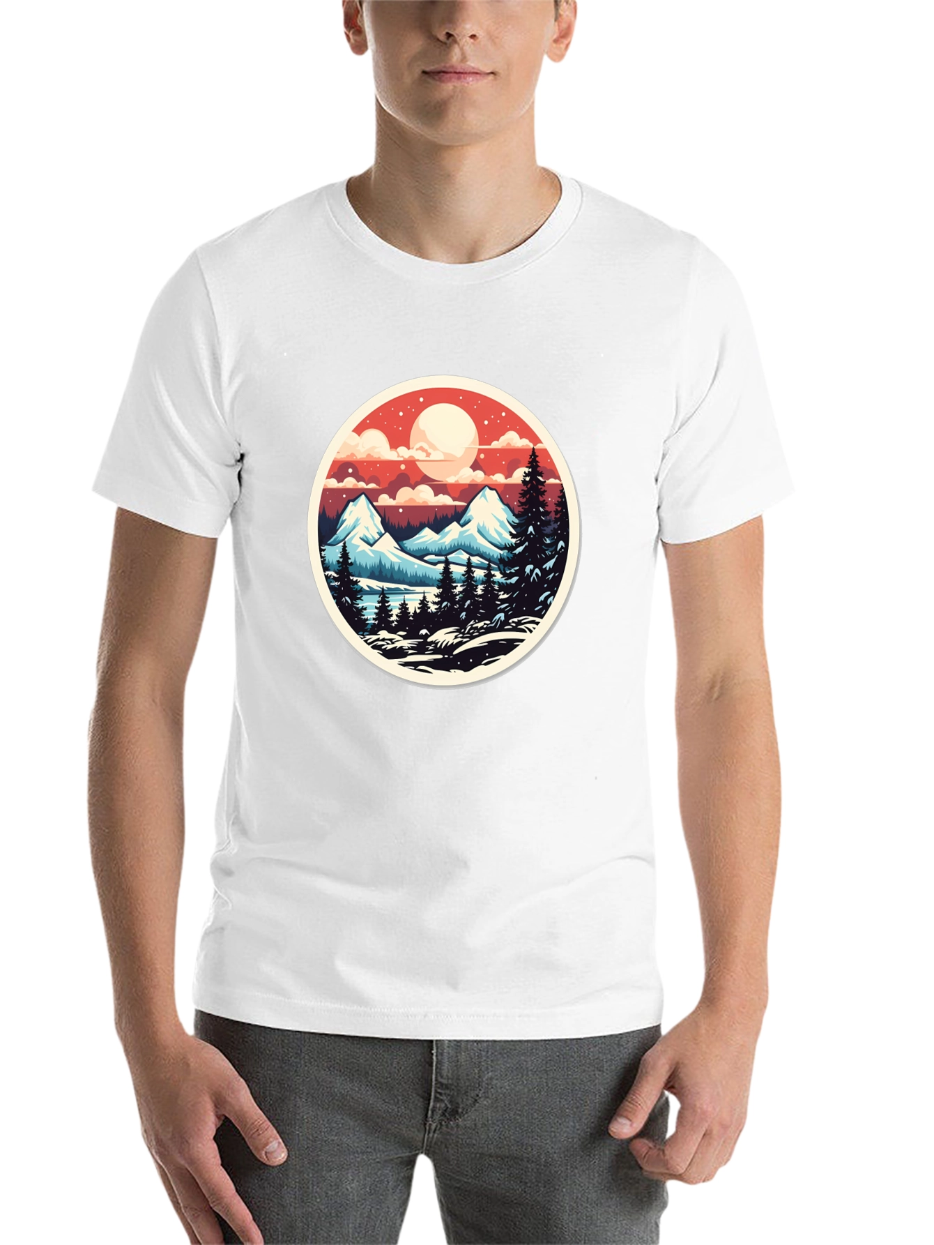 Black Mountain Landscape Graphic Tee - Black Casual T-Shirt view 14