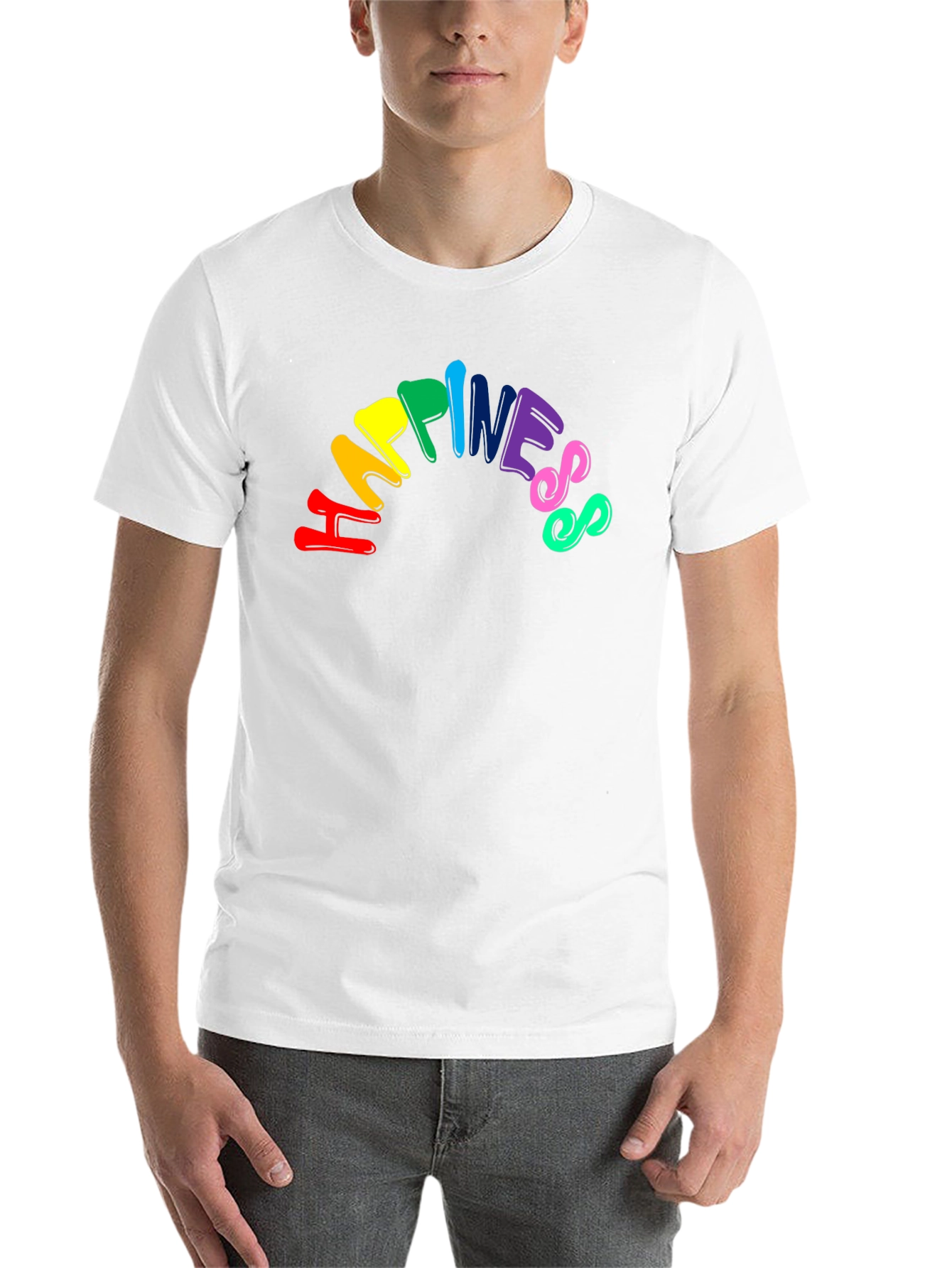 Black Happiness Rainbow Graphic Tee - Unisex Black T-Shirt view 14