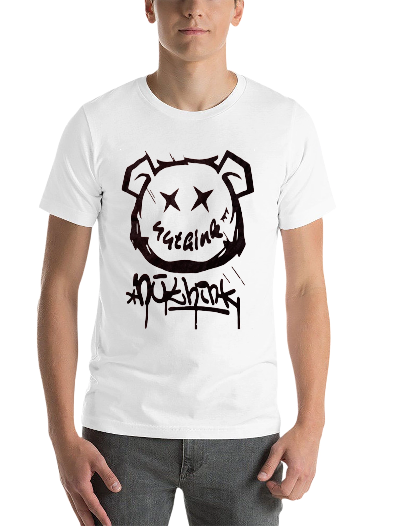 Black Black Graphic Tee - Bear Head & Graffiti view 14