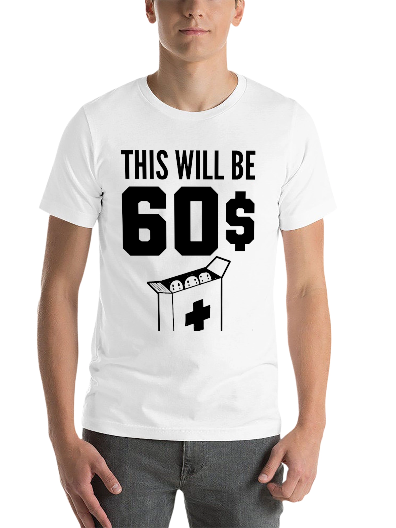 Black Funny 60$ Pills Humor T-Shirt view 14