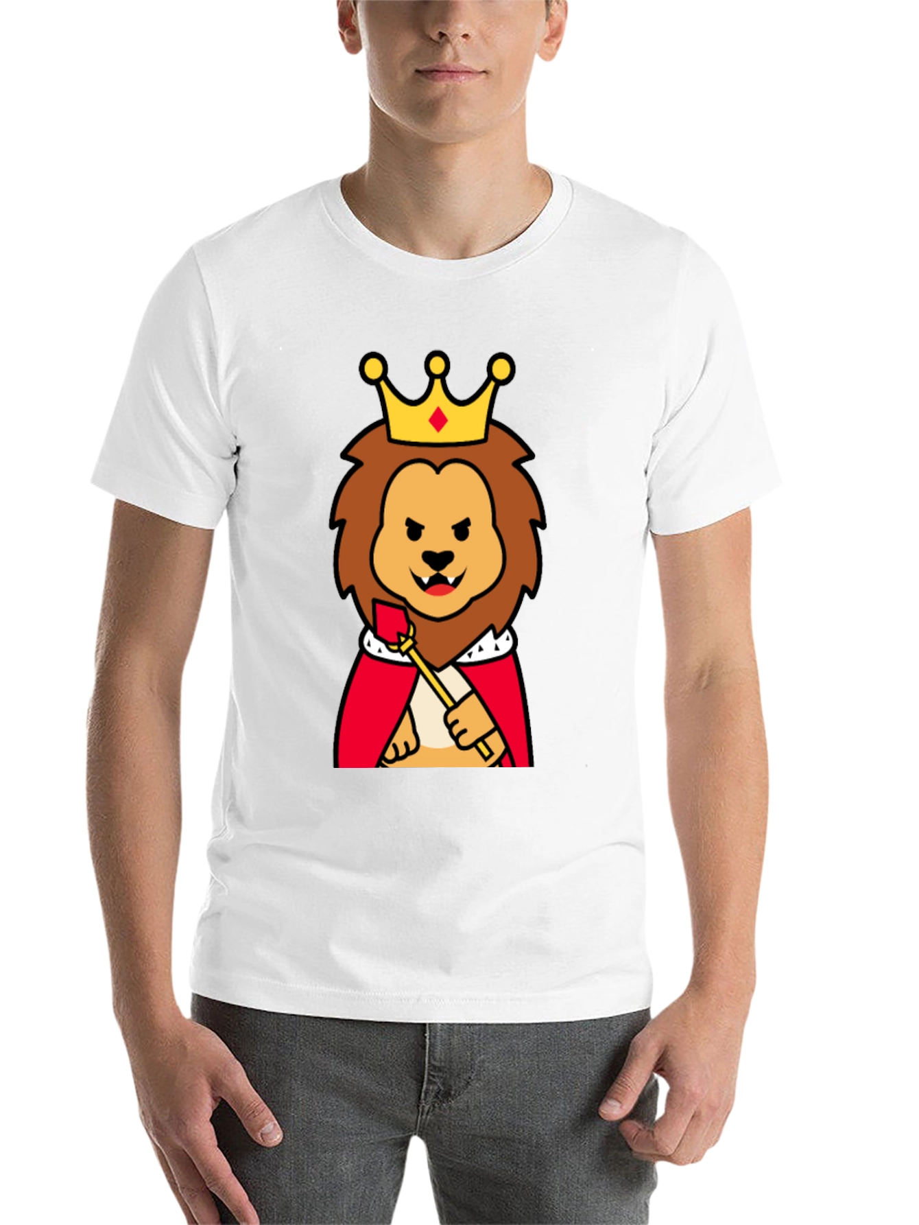 Black King Lion Graphic Tee - Funny Cartoon Animal T-Shirt view 14