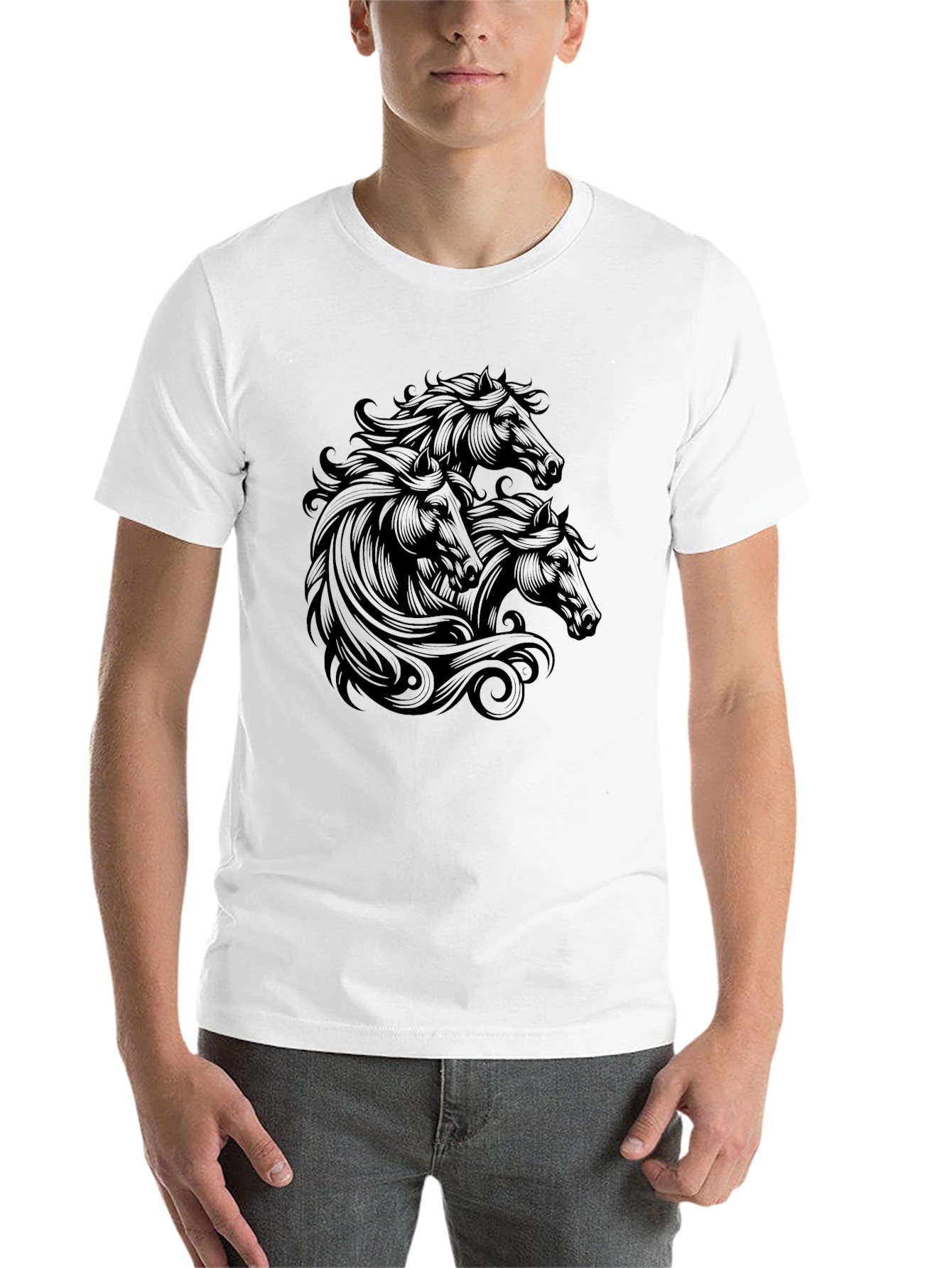 Black Black Horse T-Shirt - Graphic Tee for Men view 14