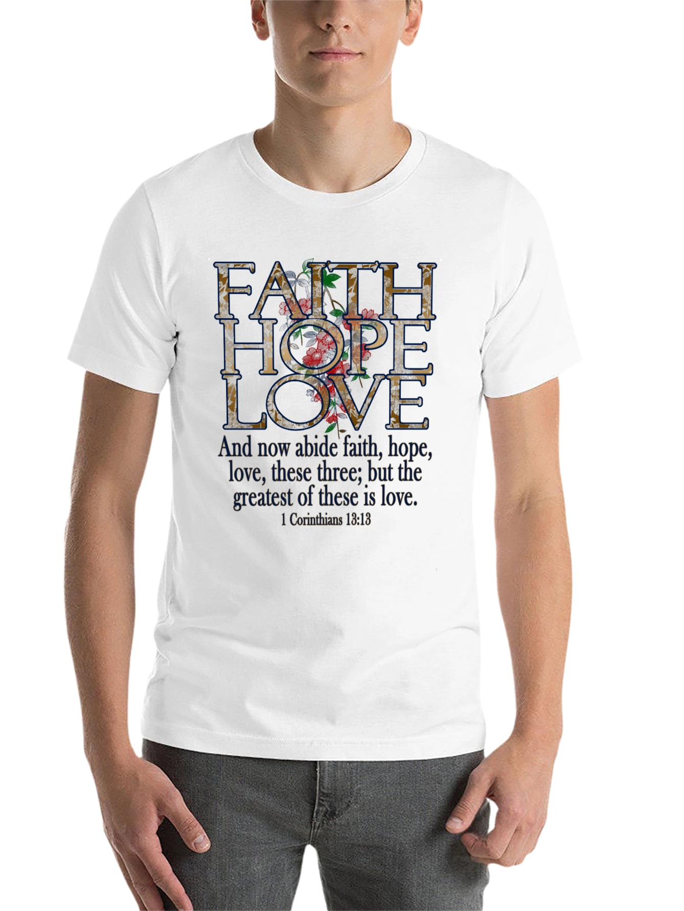 Black Faith Hope Love Floral Graphic Tee view 14