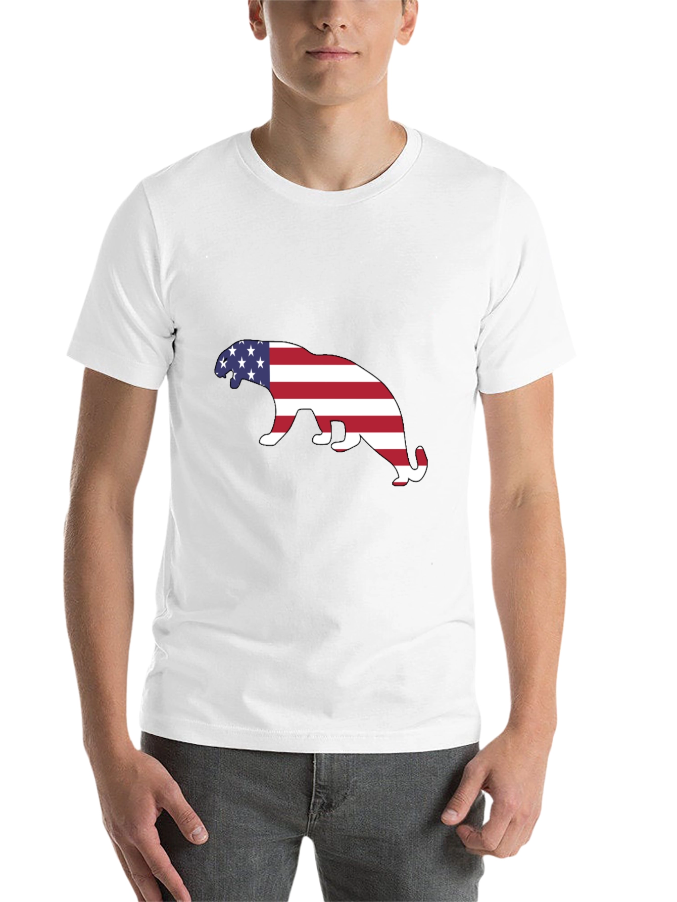 Black American Flag Panther Graphic Tee - Black view 14